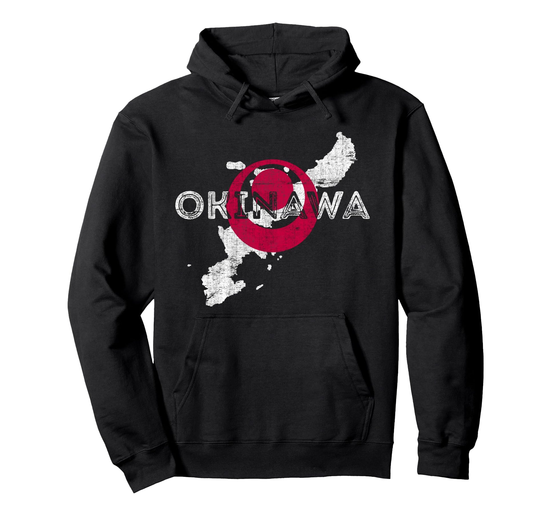 Okinawa Map And Flag Distressed Japan Hoodie - Trendy Graphic Men Women - T-Shirt, Sweatshirt, Hoodie