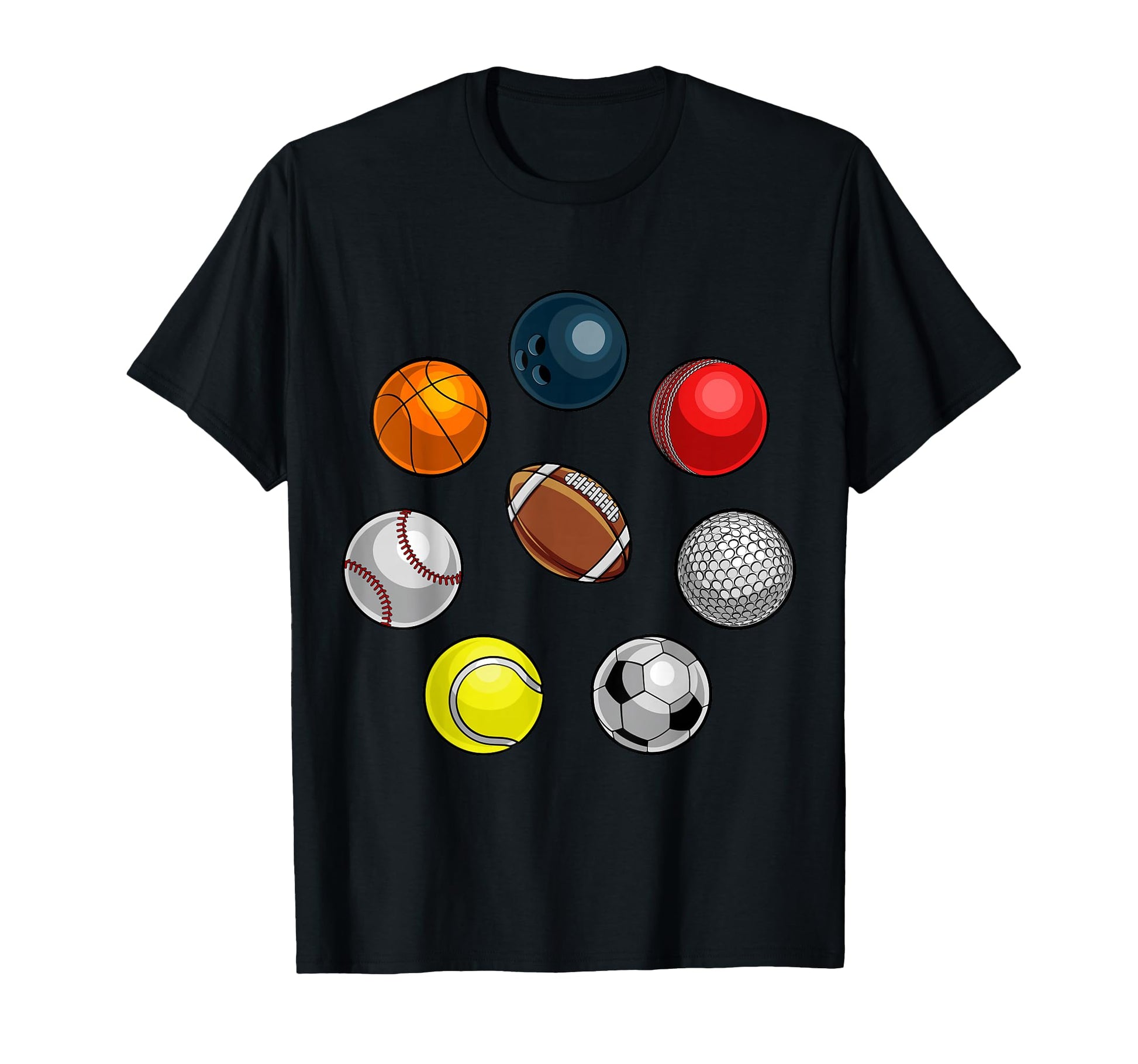 Cartoon Sports Balls T-Shirt - Custom Art Print Unisex - T-Shirt, Sweatshirt, Hoodie