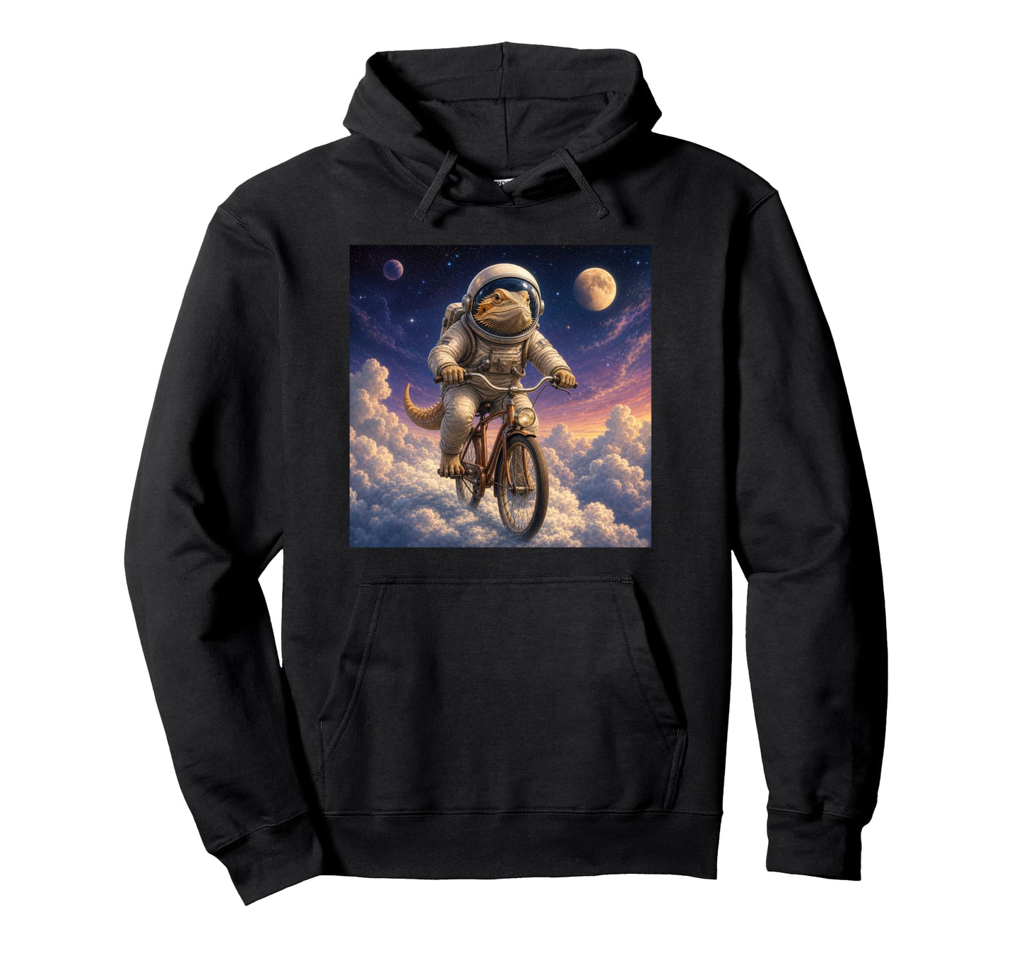 Surreal Astronaut Bearded Dragon Hoodie - Custom Art Print for Adults - T-Shirt, Sweatshirt, Hoodie