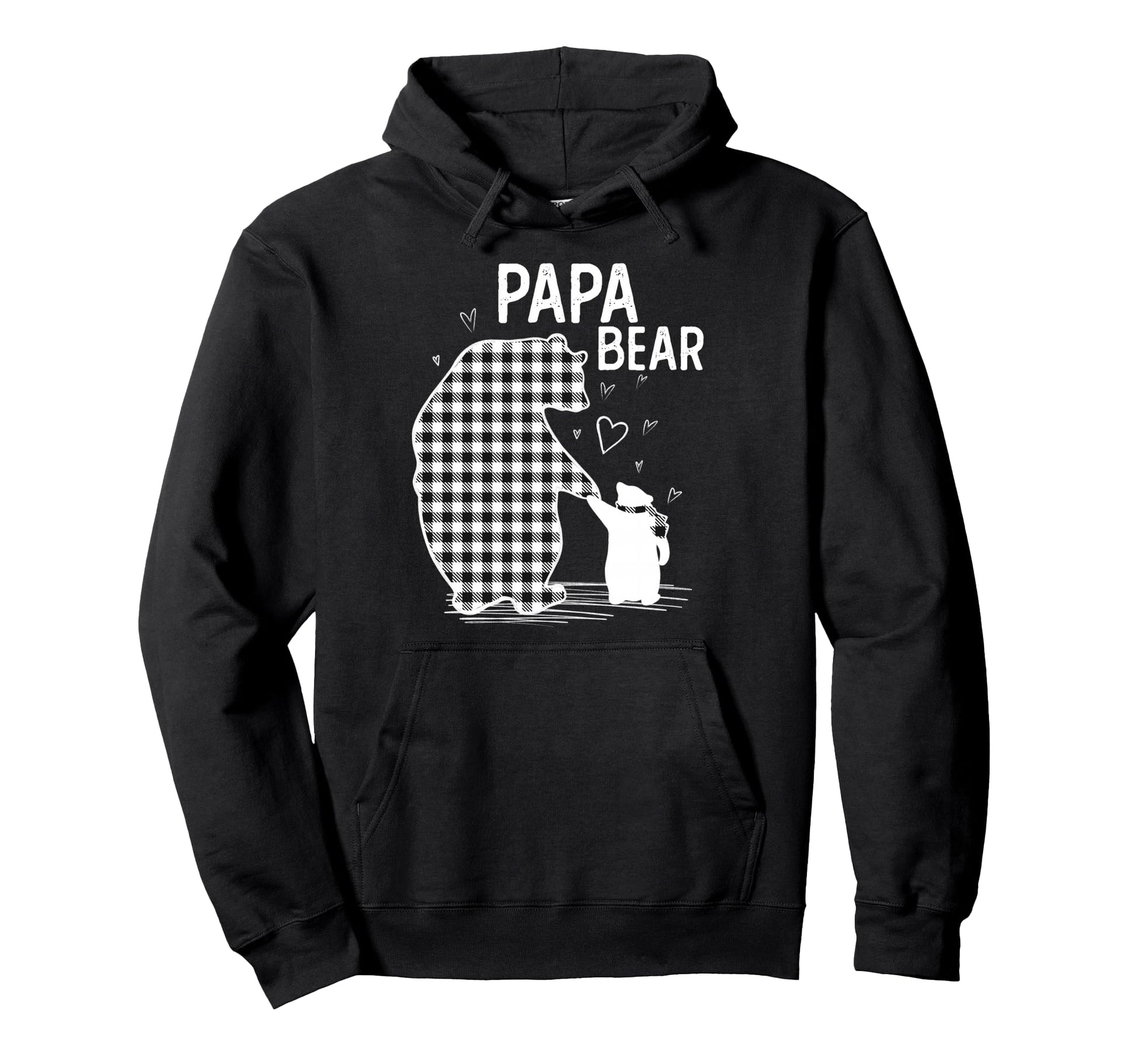 Papa Bear Pajama Grey Buffalo Plaid Family Hoodie - Graphic Print Unisex - T-Shirt, Sweatshirt, Hoodie