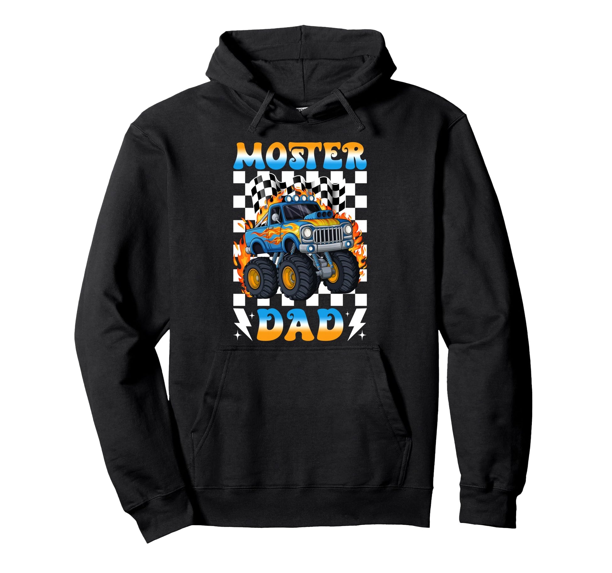 Monster Truck Dad Funny Happy Hoodie - Casual Everyday Wear Men Women - T-Shirt, Sweatshirt, Hoodie