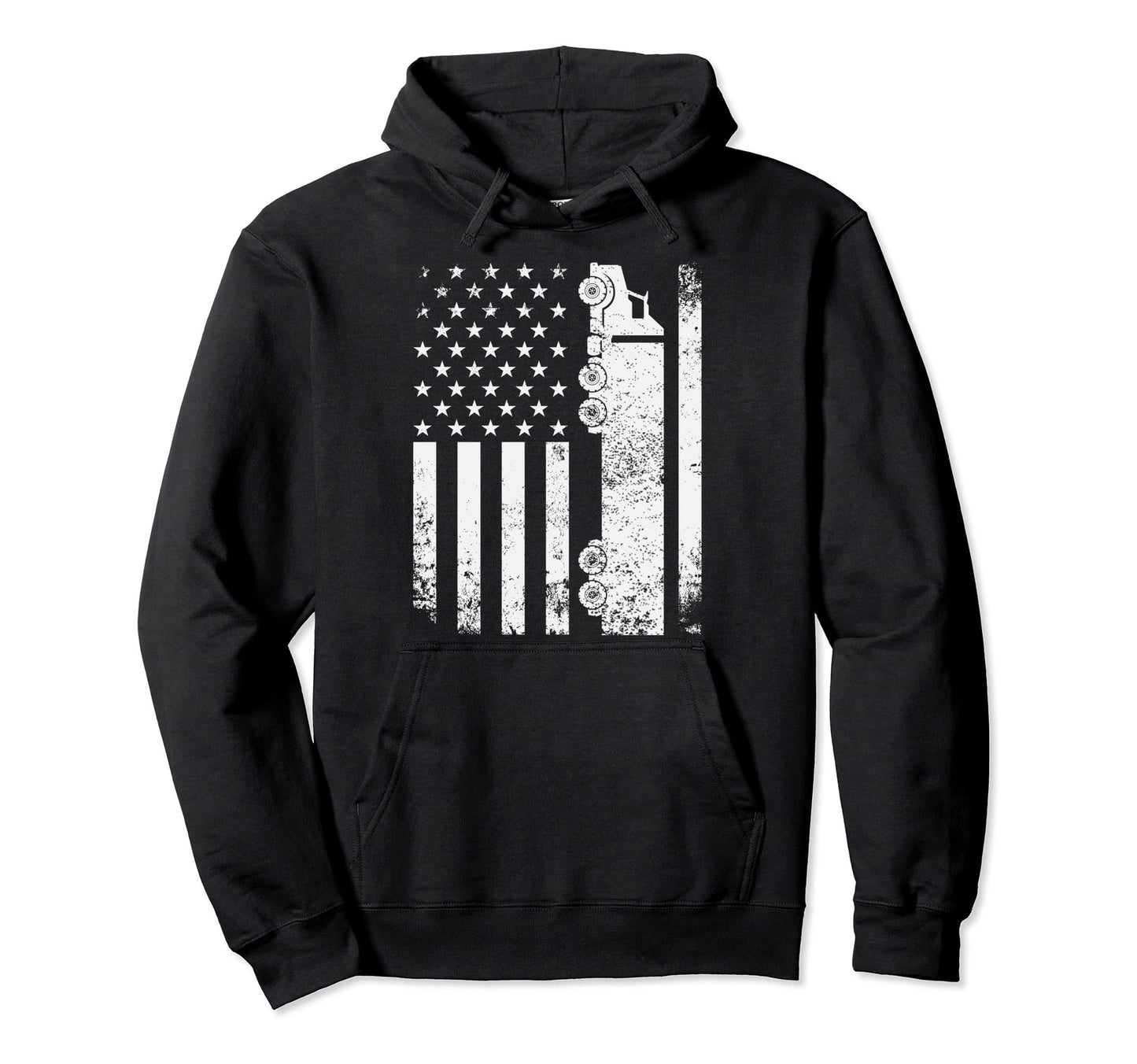 Trucker Usa American Flag Truck Driver Hoodie - Trendy Graphic Unisex - T-Shirt, Sweatshirt, Hoodie