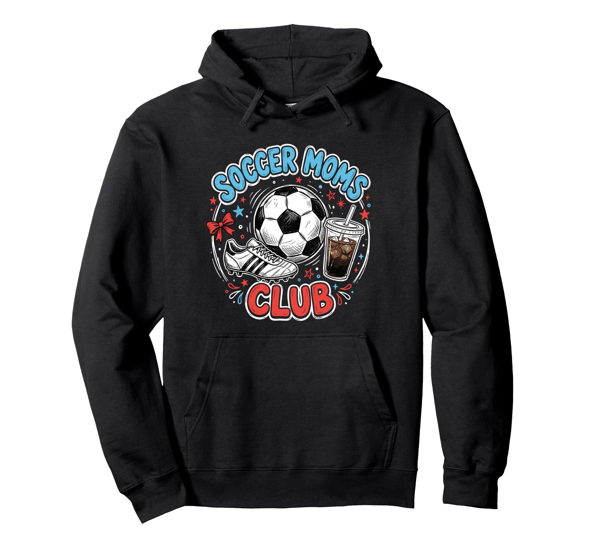 Soccer Moms Club Iced Coffee Cleats Hoodie - Minimalist Print for Adults - T-Shirt, Sweatshirt, Hoodie