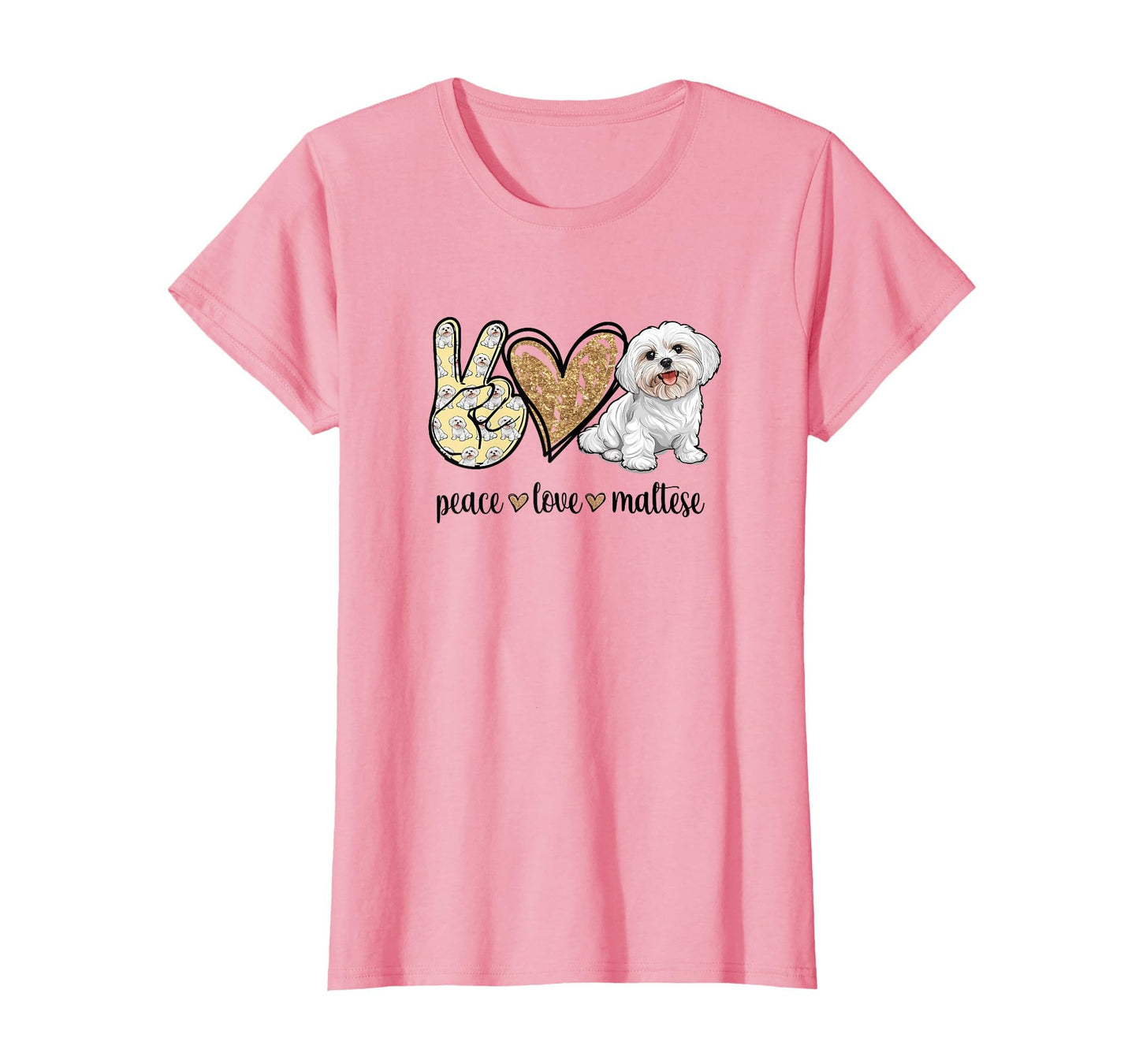 Womens Funny Peace Love Maltese T-Shirt - Casual Everyday Wear for Adults - T-Shirt, Sweatshirt, Hoodie