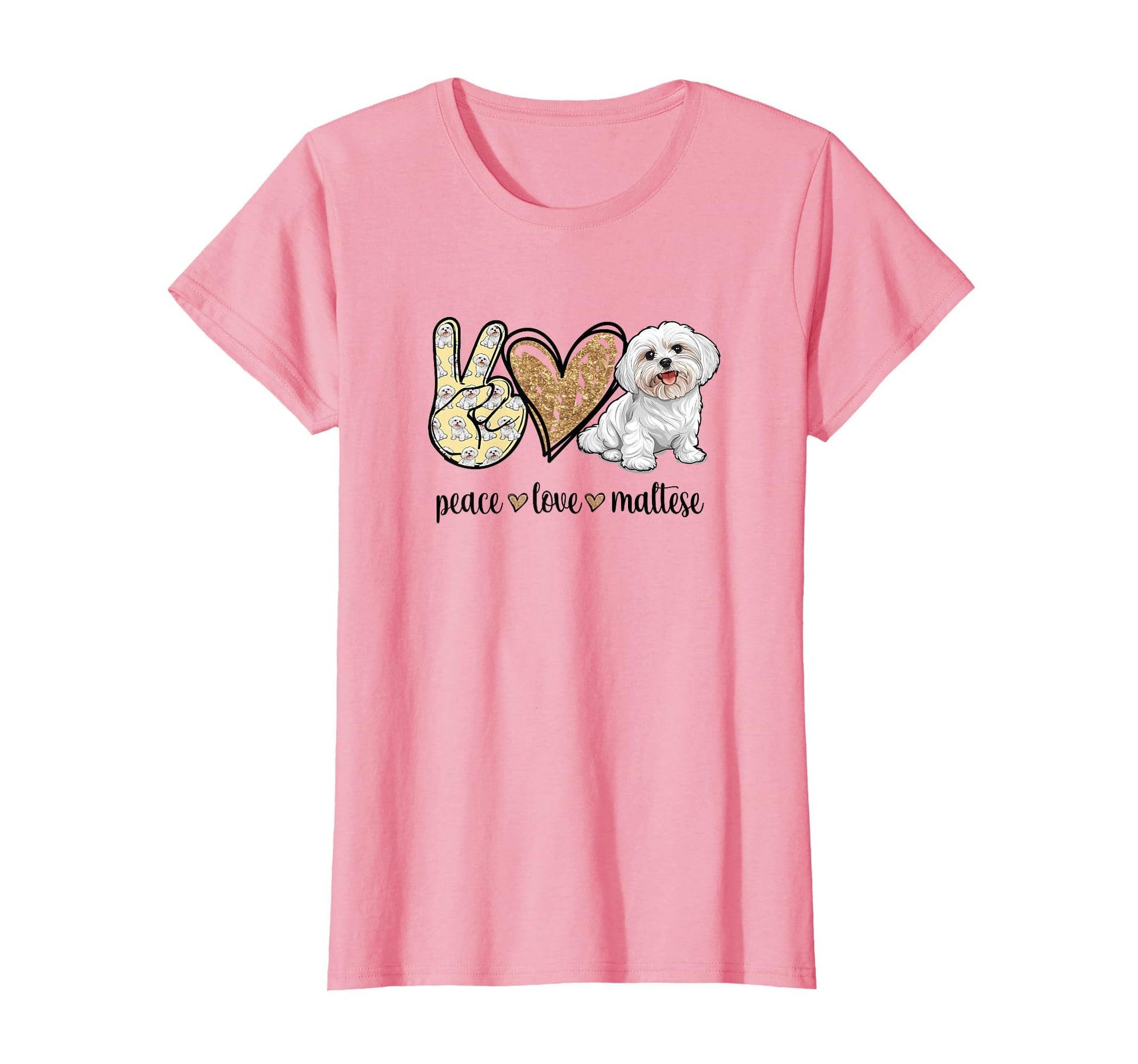 Womens Funny Peace Love Maltese T-Shirt - Casual Everyday Wear for Adults - T-Shirt, Sweatshirt, Hoodie