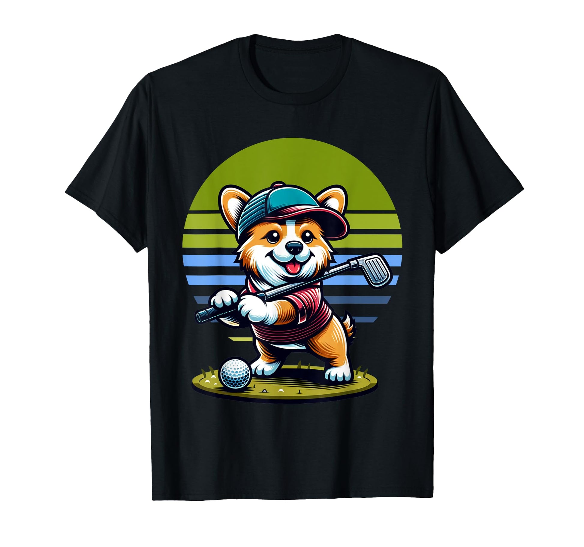 Standing Corgi Swinging Golf Club T-Shirt - Aesthetic Graphic for Adults - T-Shirt, Sweatshirt, Hoodie