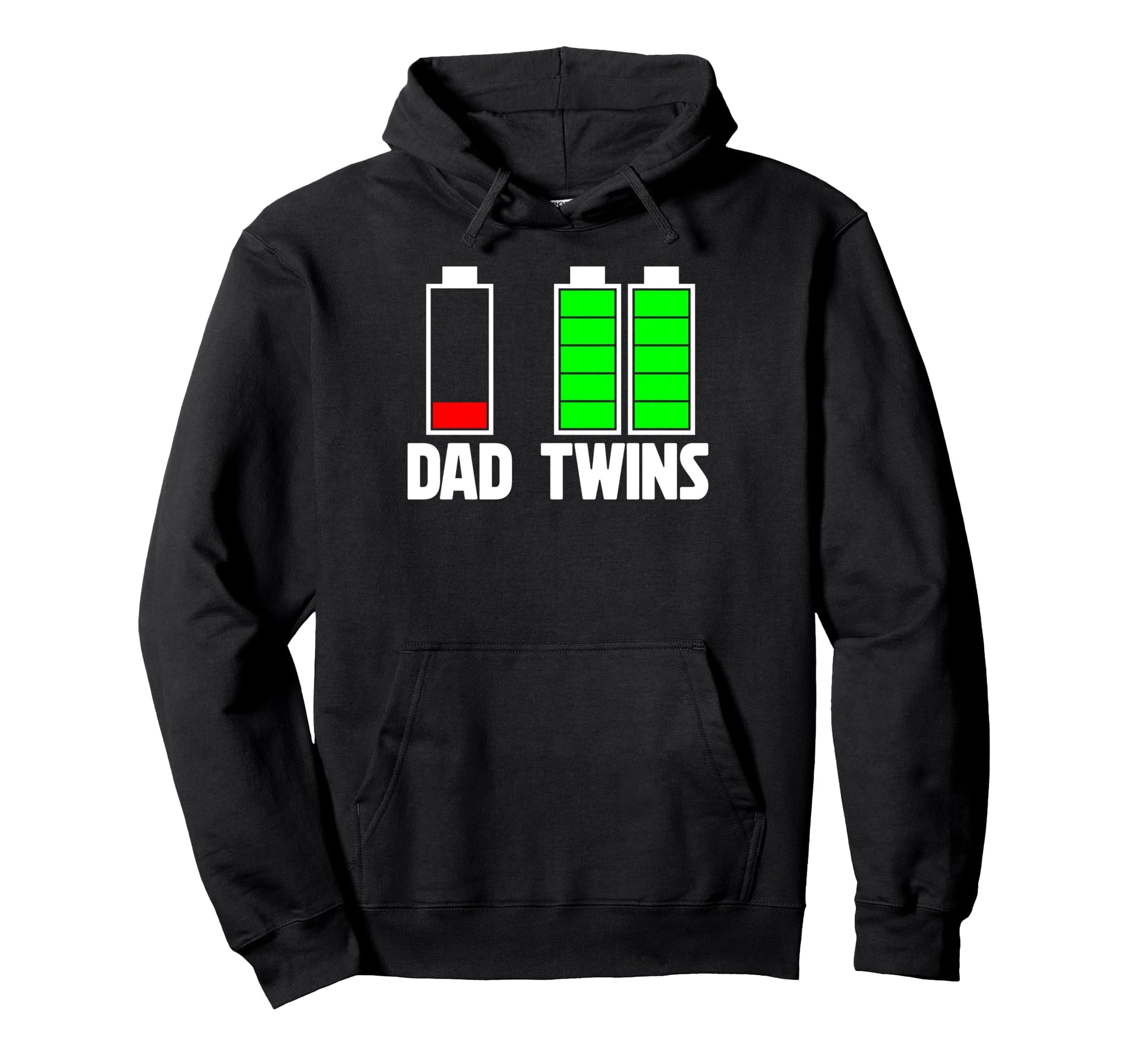 Funny Dad Low Battery Twins Full Charge Hoodie - Minimalist Print Unisex - T-Shirt, Sweatshirt, Hoodie