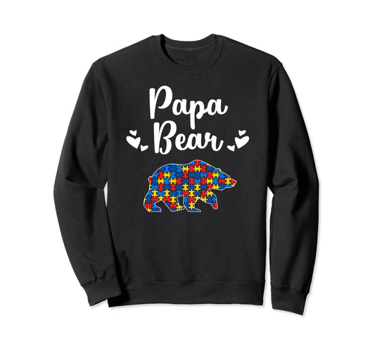 Autism Awareness Papa Bear Sweatshirt - Casual Everyday Wear for Adults - T-Shirt, Sweatshirt, Hoodie