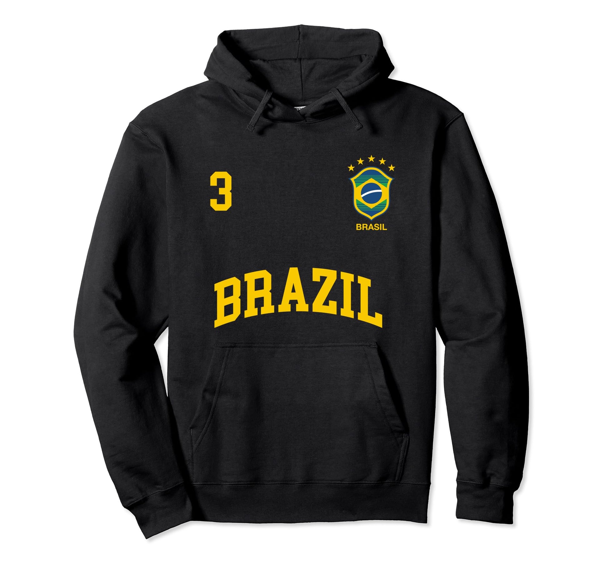 Brazil Number 3 Brazilian Soccer Team Hoodie - Trendy Graphic for Adults - T-Shirt, Sweatshirt, Hoodie