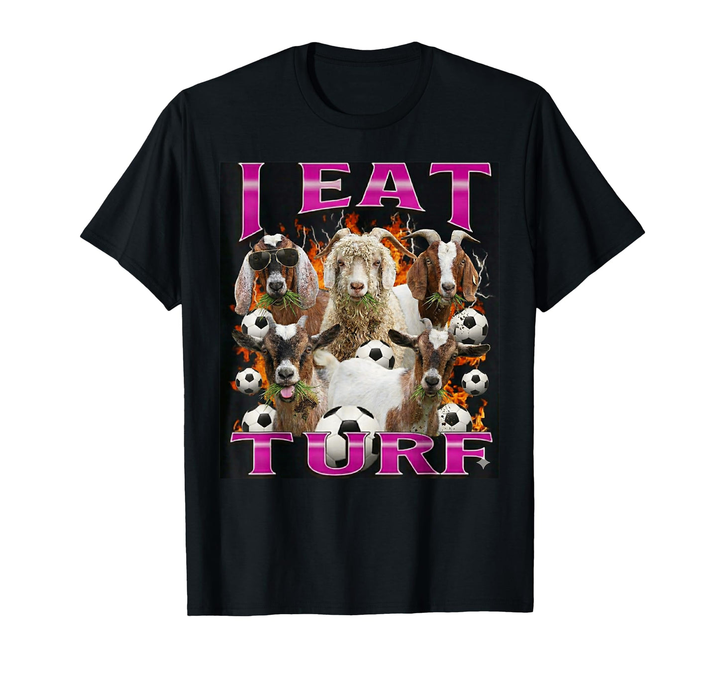 I Eat Turf Funny Goat Bootleg 90S Soccer T-Shirt - Minimalist Print Unisex - T-Shirt, Sweatshirt, Hoodie