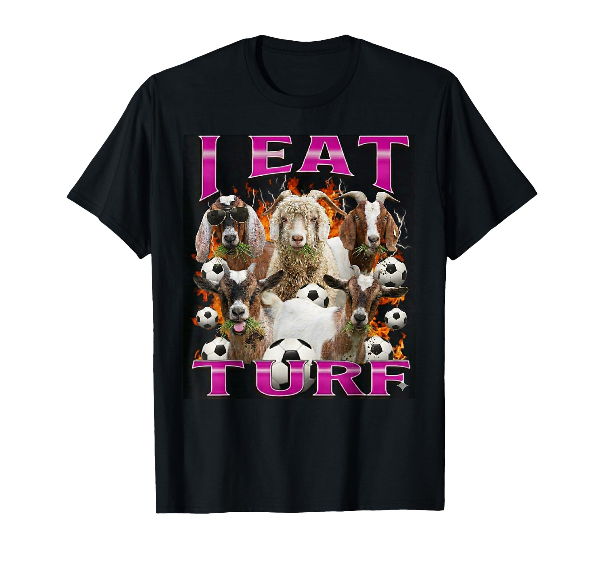 I Eat Turf Funny Goat Bootleg 90S Soccer T-Shirt - Minimalist Print Unisex - T-Shirt, Sweatshirt, Hoodie