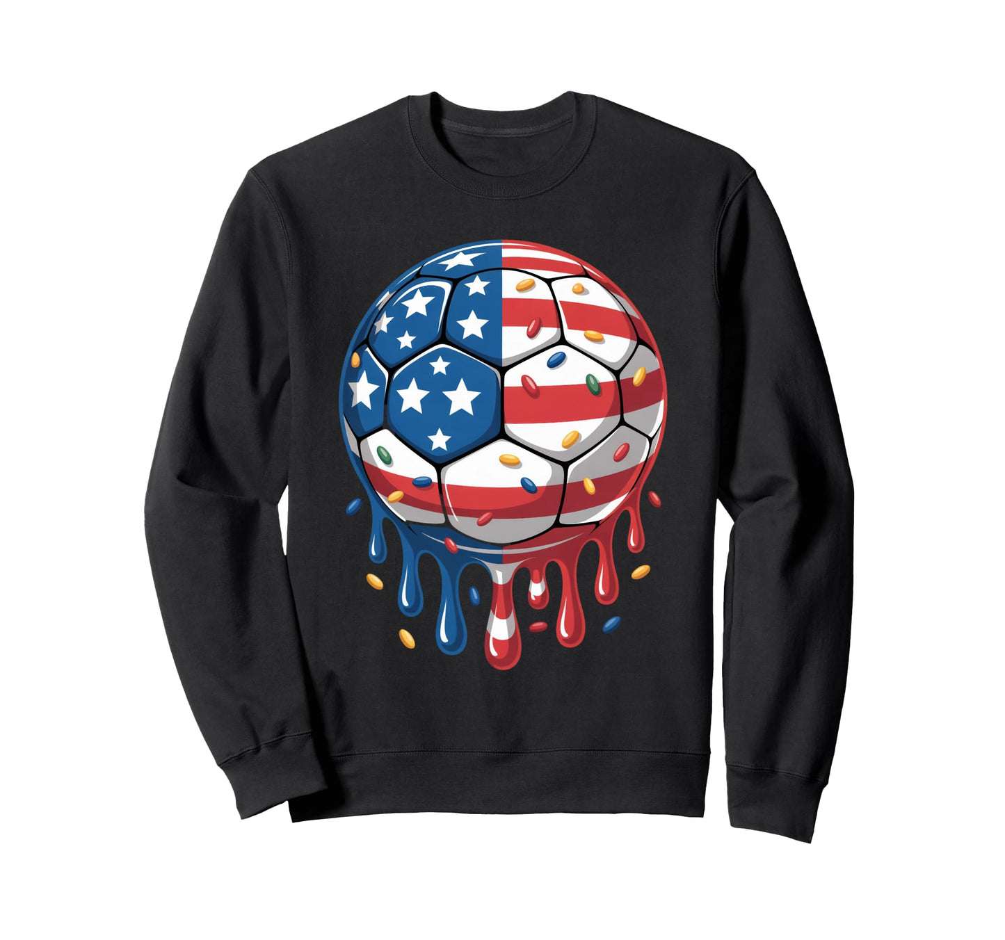 Ice Cream Drip Game American Usa Flag Sweatshirt - Graphic Print Unisex - T-Shirt, Sweatshirt, Hoodie