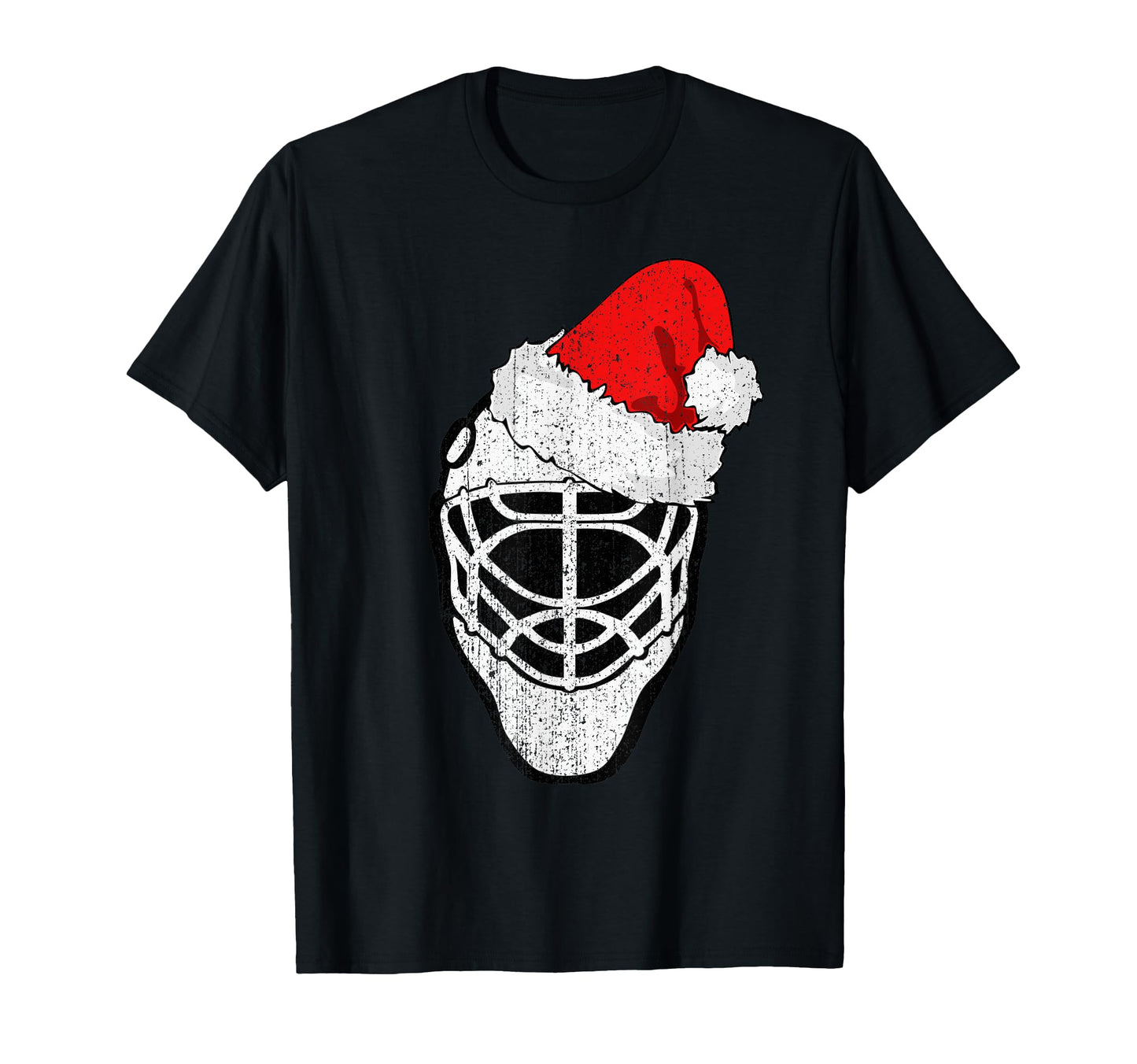 Ice Hockey Funny Goalie Santa Hat T-Shirt - Custom Art Print for Adults - T-Shirt, Sweatshirt, Hoodie