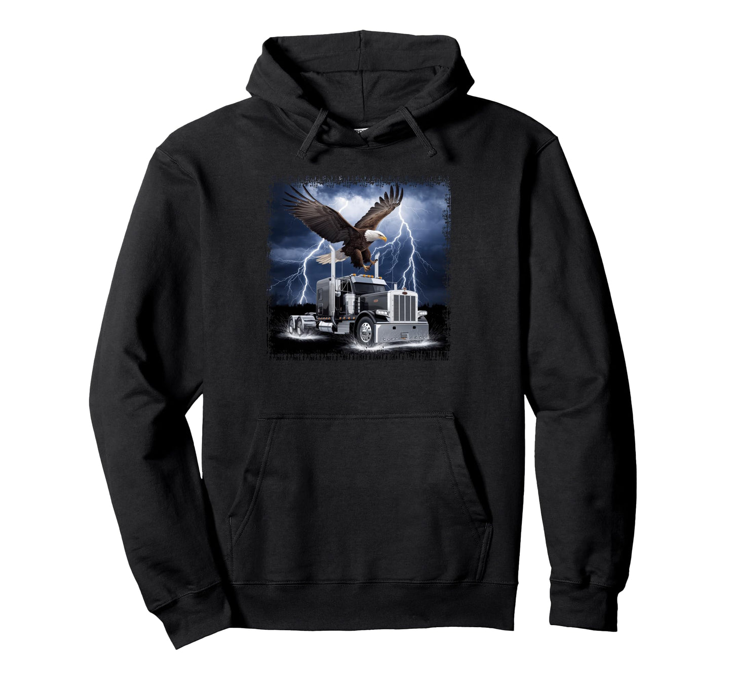American Flag Trucker Dad Big Rig Hoodie - Aesthetic Graphic for Adults - T-Shirt, Sweatshirt, Hoodie
