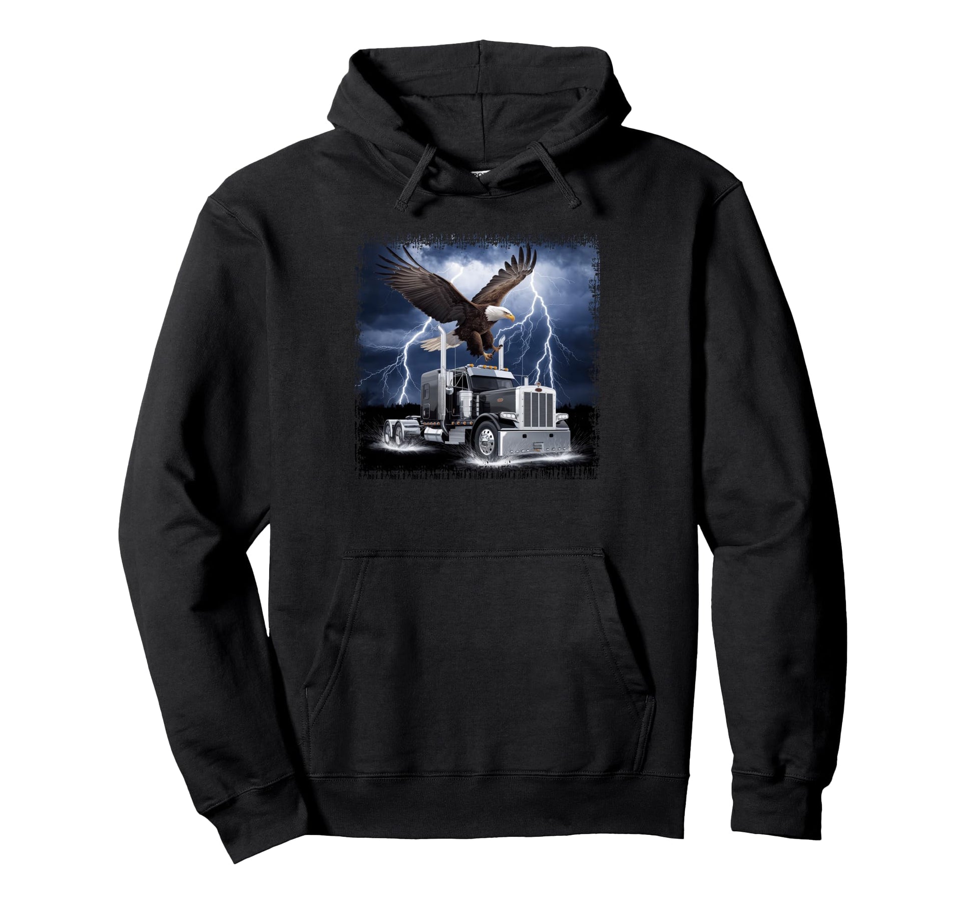 American Flag Trucker Dad Big Rig Hoodie - Aesthetic Graphic for Adults - T-Shirt, Sweatshirt, Hoodie