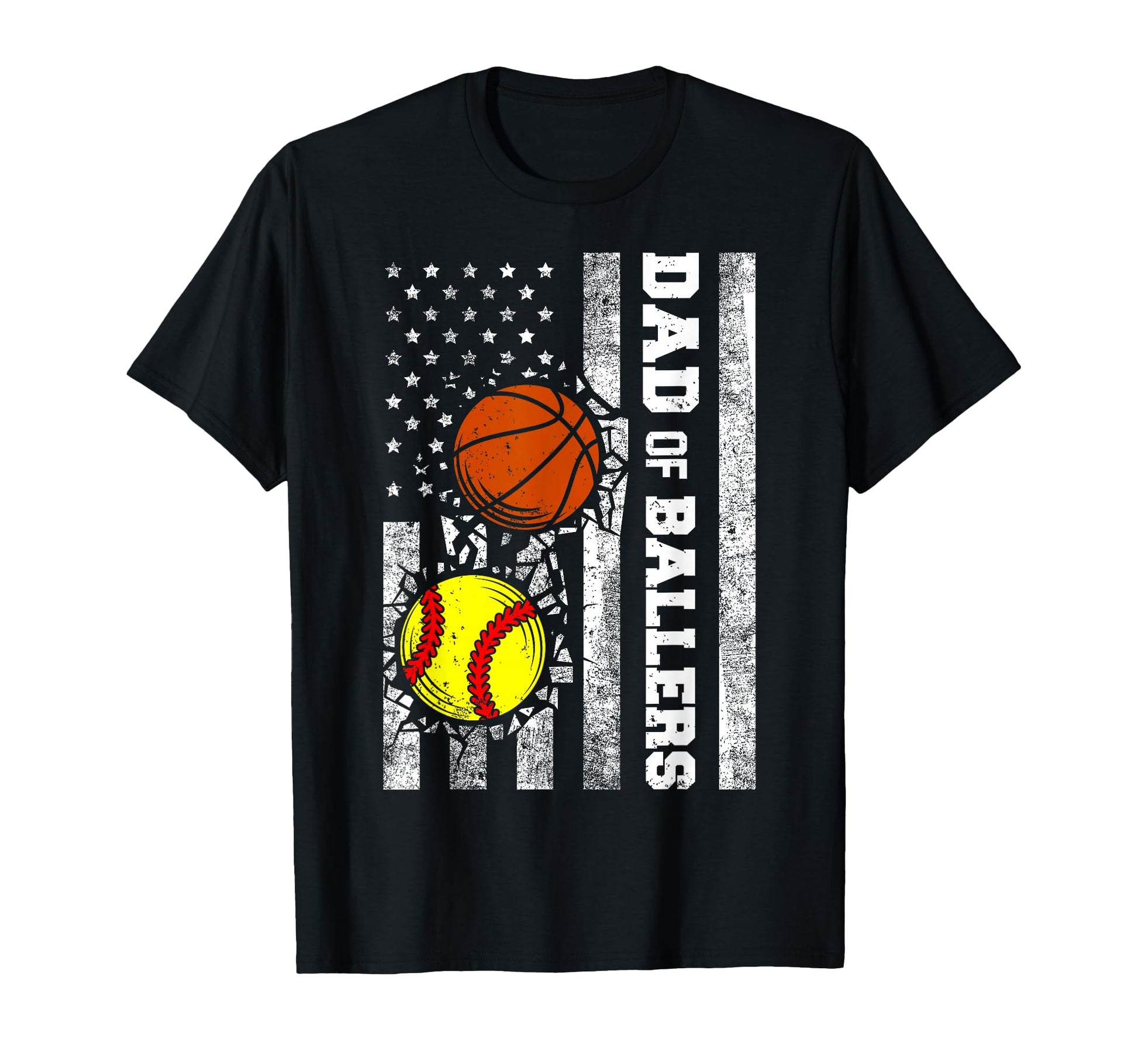 Dad Ballers Funny Usa Flag Softball T-Shirt - Aesthetic Graphic for Adults - T-Shirt, Sweatshirt, Hoodie