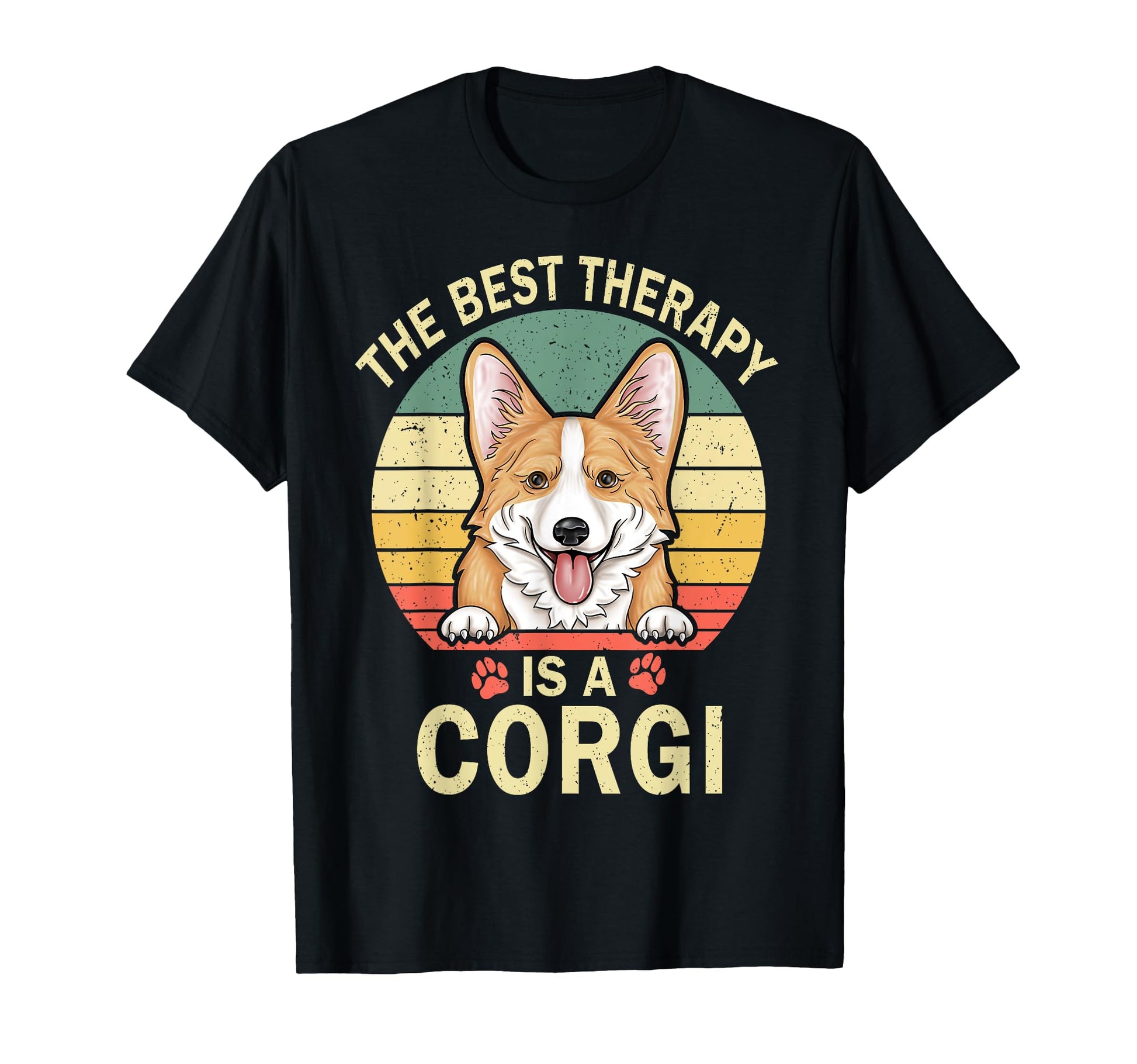 Best Therapy Is Corgi Dad Mom Dog Paw T-Shirt - Aesthetic Graphic Unisex - T-Shirt, Sweatshirt, Hoodie