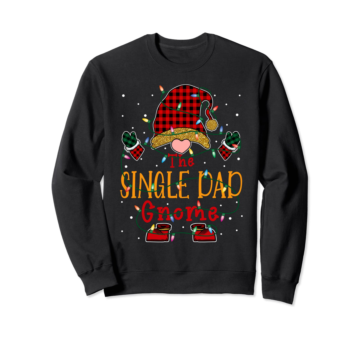 Single Dad Gnome Buffalo Plaid Family Sweatshirt - Graphic Print Unisex - T-Shirt, Sweatshirt, Hoodie