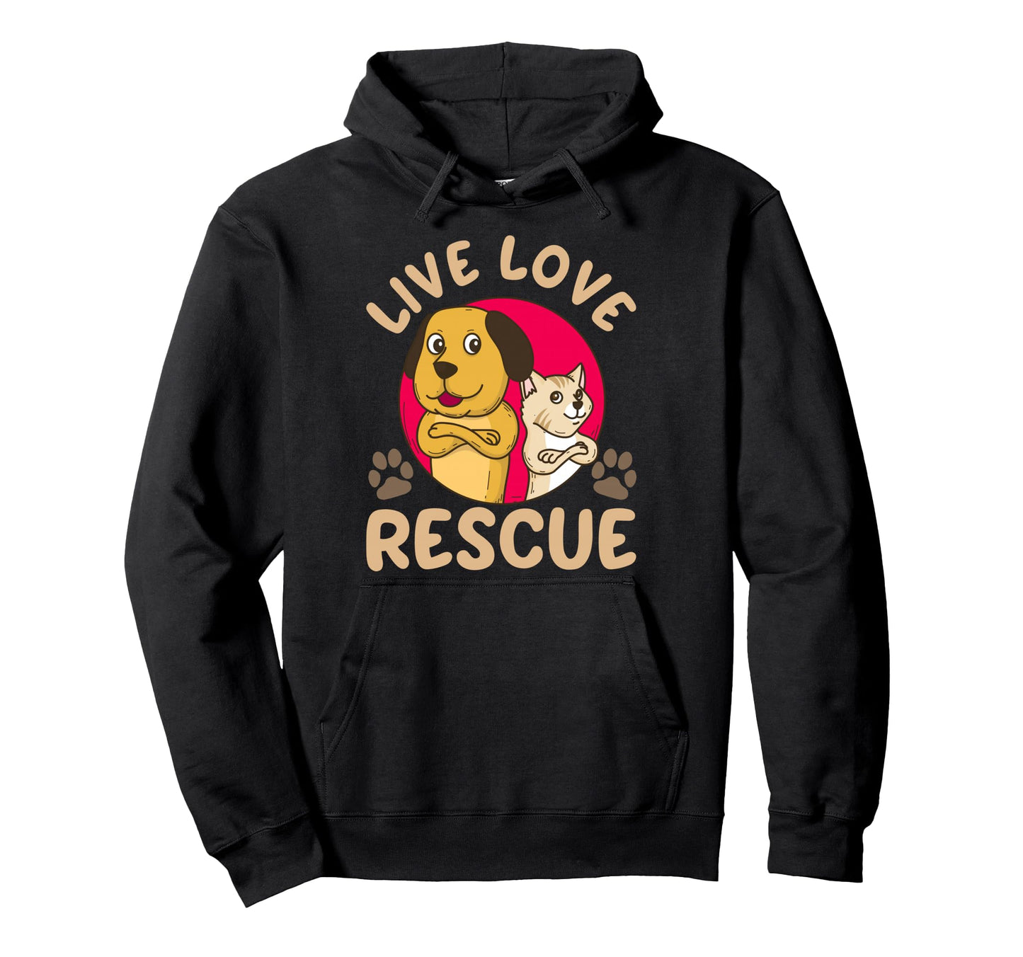 Live Love Rescue Adopt Dog Animal Rescue Hoodie - Trendy Graphic for Adults - T-Shirt, Sweatshirt, Hoodie