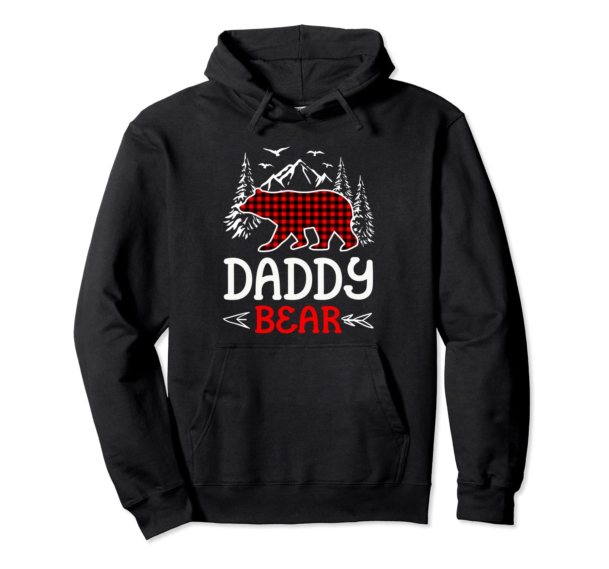 Daddy Bear Plaid Pajama Family Dad Papa Hoodie - Graphic Print Unisex - T-Shirt, Sweatshirt, Hoodie