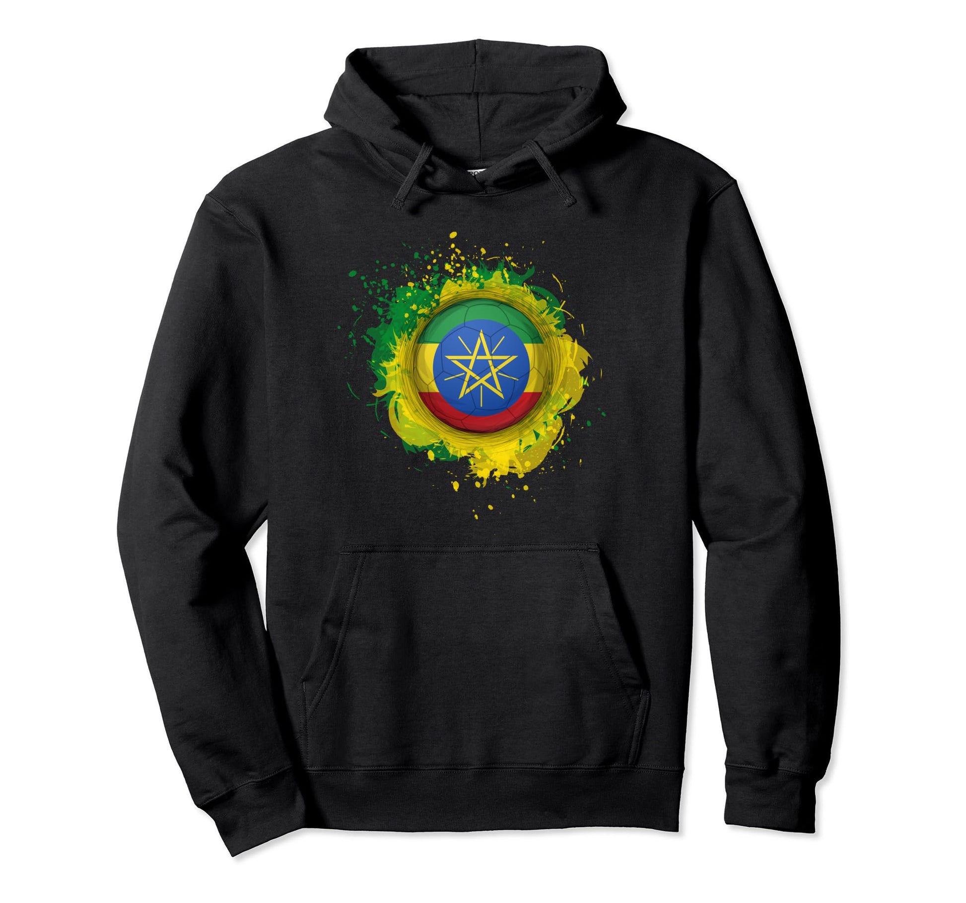 Proud Heritage Ethiopia Flag Soccer Ball Hoodie - Unique Graphic Men Women - T-Shirt, Sweatshirt, Hoodie