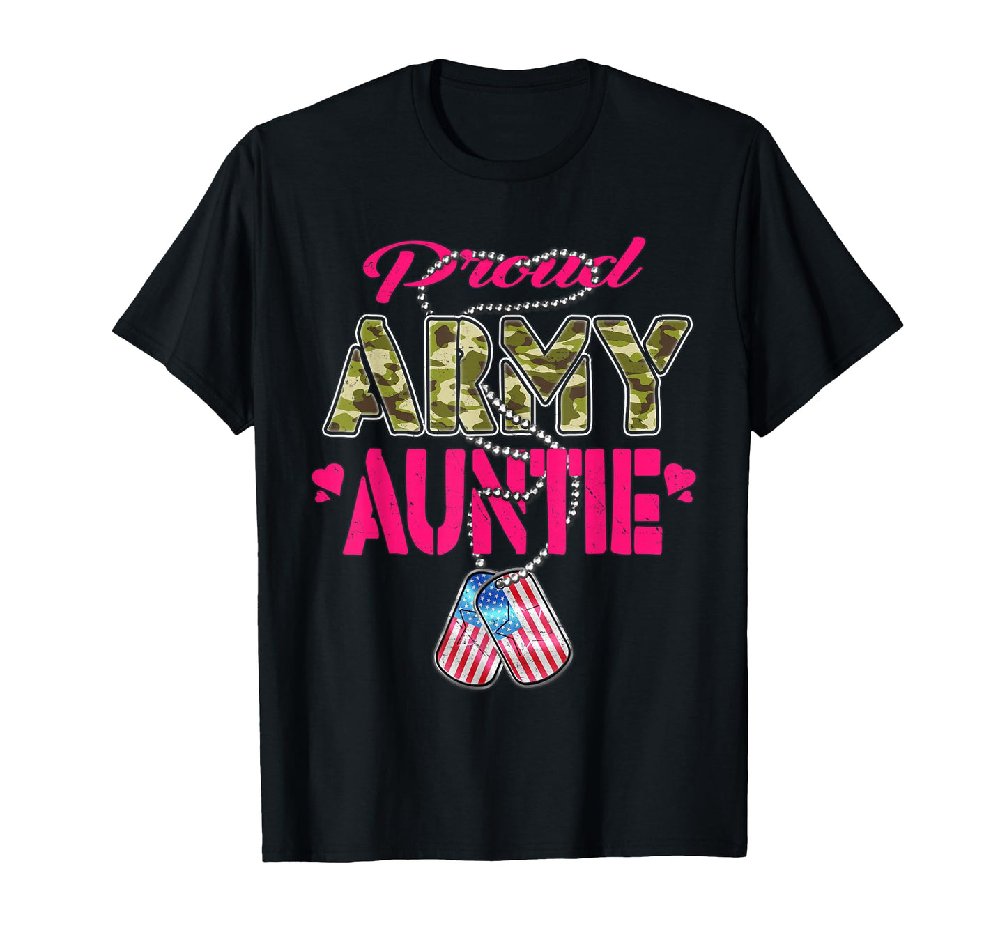 Proud Army Auntie Camo Us Flag Dog Tags T-Shirt - Aesthetic Graphic Unisex - T-Shirt, Sweatshirt, Hoodie
