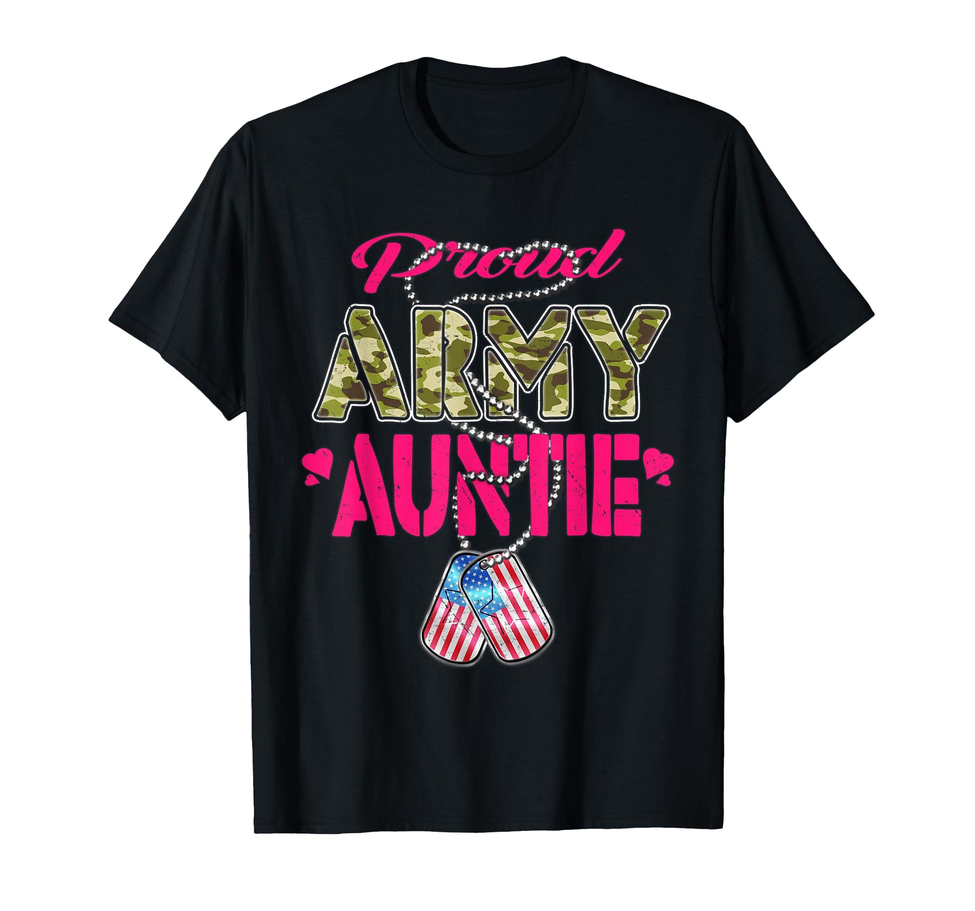 Proud Army Auntie Camo Us Flag Dog Tags T-Shirt - Aesthetic Graphic Unisex - T-Shirt, Sweatshirt, Hoodie