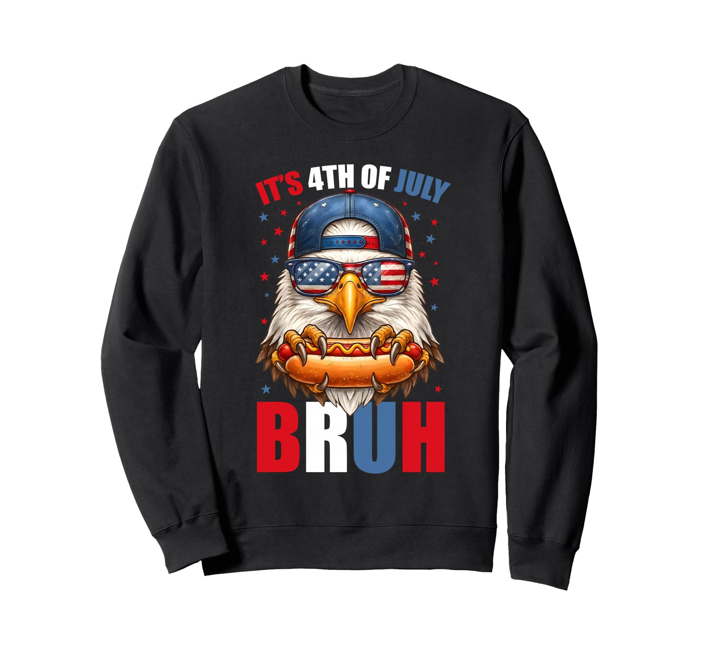 American Flag Bald Eagle Hotdog Sweatshirt - Fun Novelty Design Unisex - T-Shirt, Sweatshirt, Hoodie