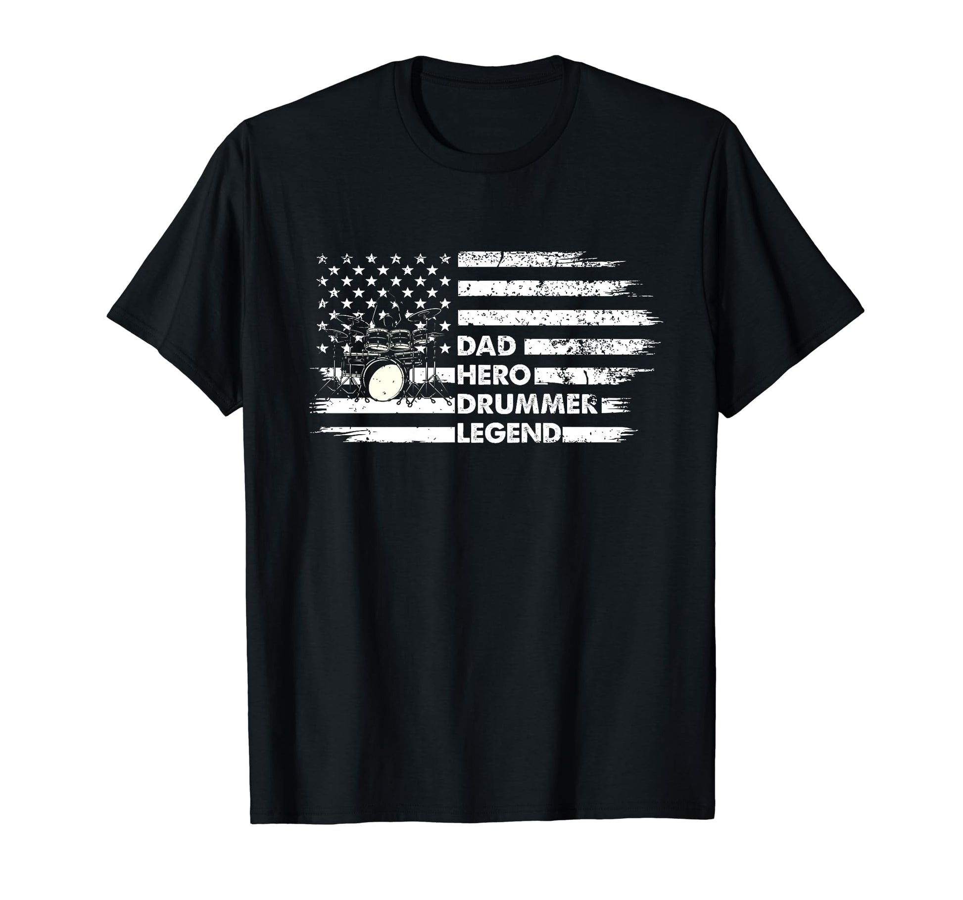 Distressed Drum Set Dad Hero Drummer T-Shirt - Novelty Apparel Unisex - T-Shirt, Sweatshirt, Hoodie