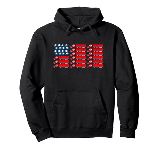American Flag Truck Driver Dad Trucker Hoodie - Fun Novelty Design Unisex - T-Shirt, Sweatshirt, Hoodie