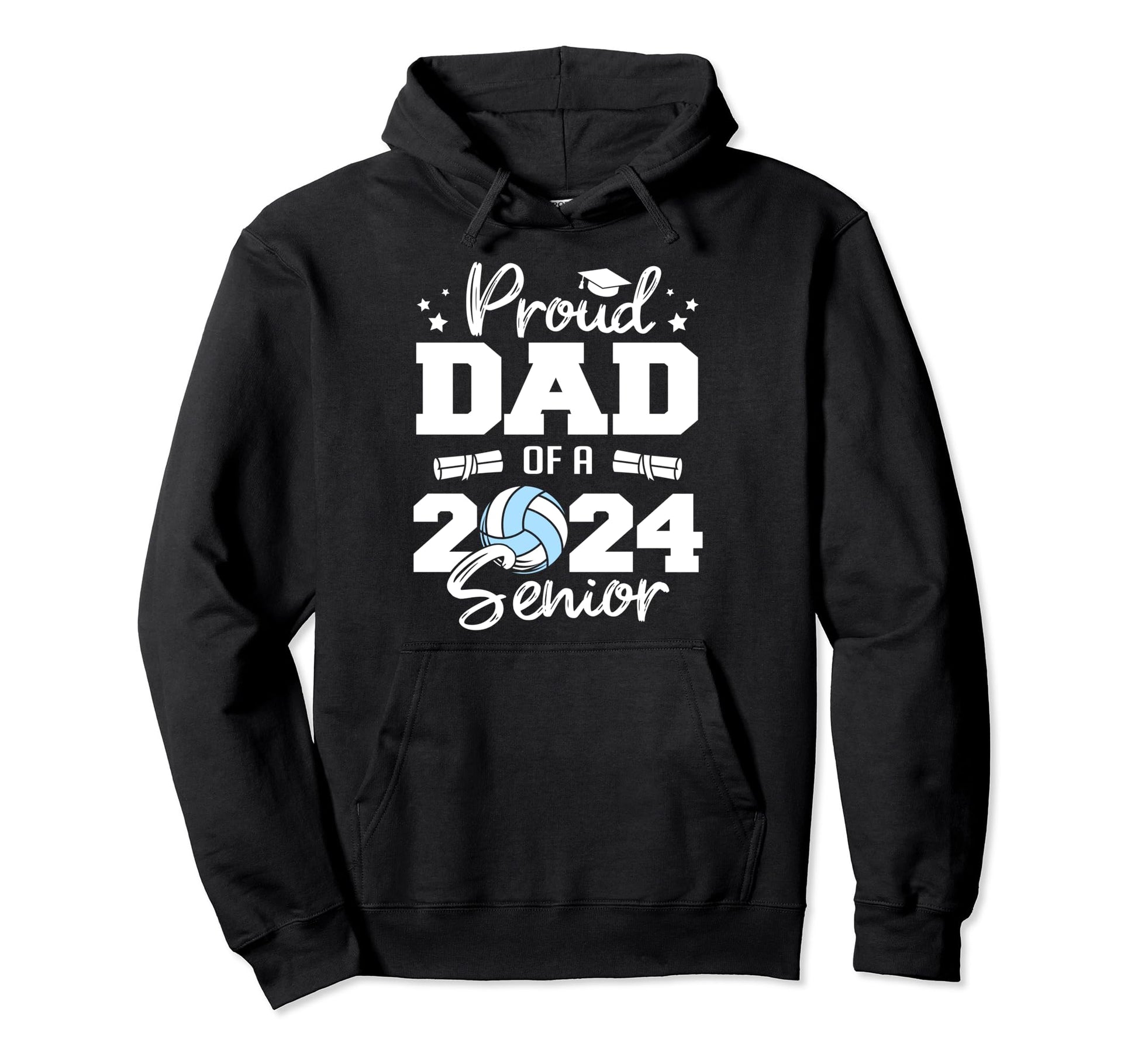 Proud Dad 2024 Senior Funny Volleyball Hoodie - Graphic Print for Adults - T-Shirt, Sweatshirt, Hoodie
