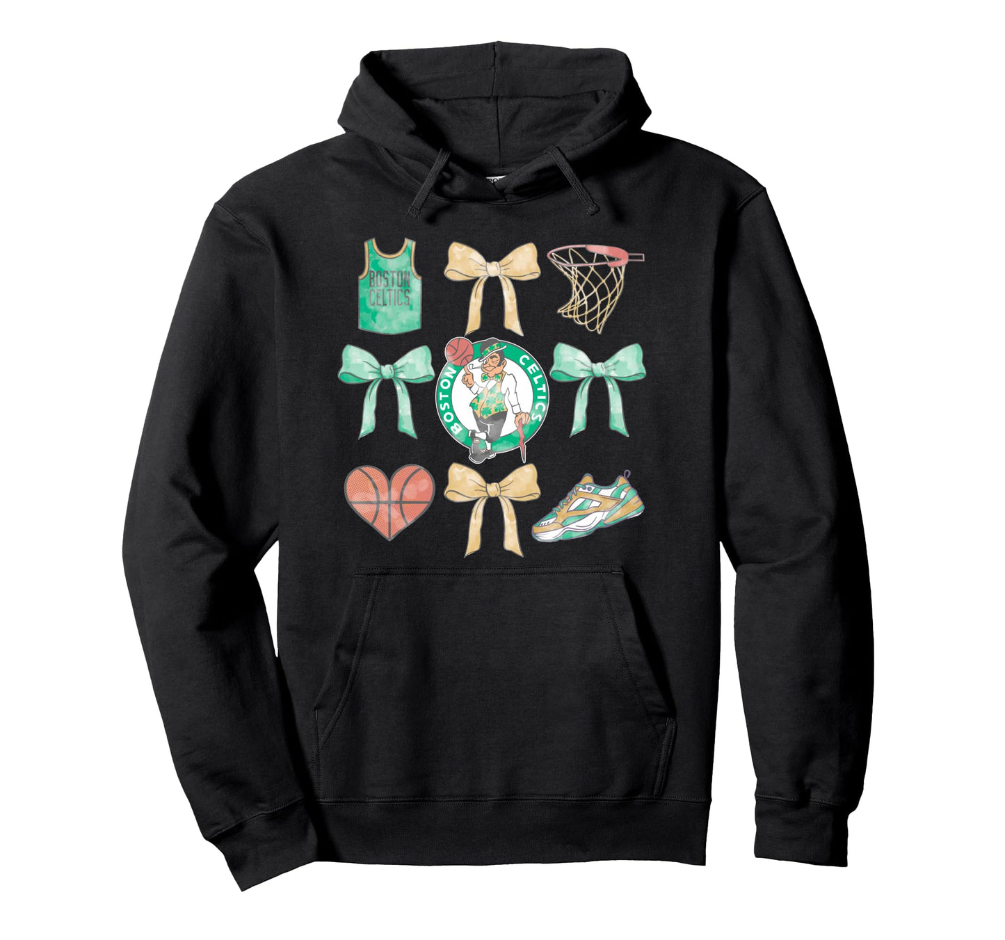 Nba Boston Celtics Bow Grid Hoodie - Aesthetic Graphic Men Women - T-Shirt, Sweatshirt, Hoodie