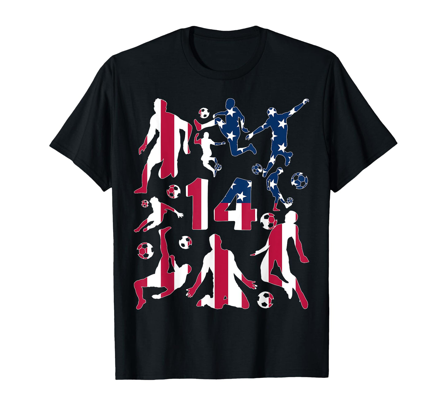 Number 14 Years Soccer 14Th Birthday T-Shirt - Graphic Print Men Women - T-Shirt, Sweatshirt, Hoodie