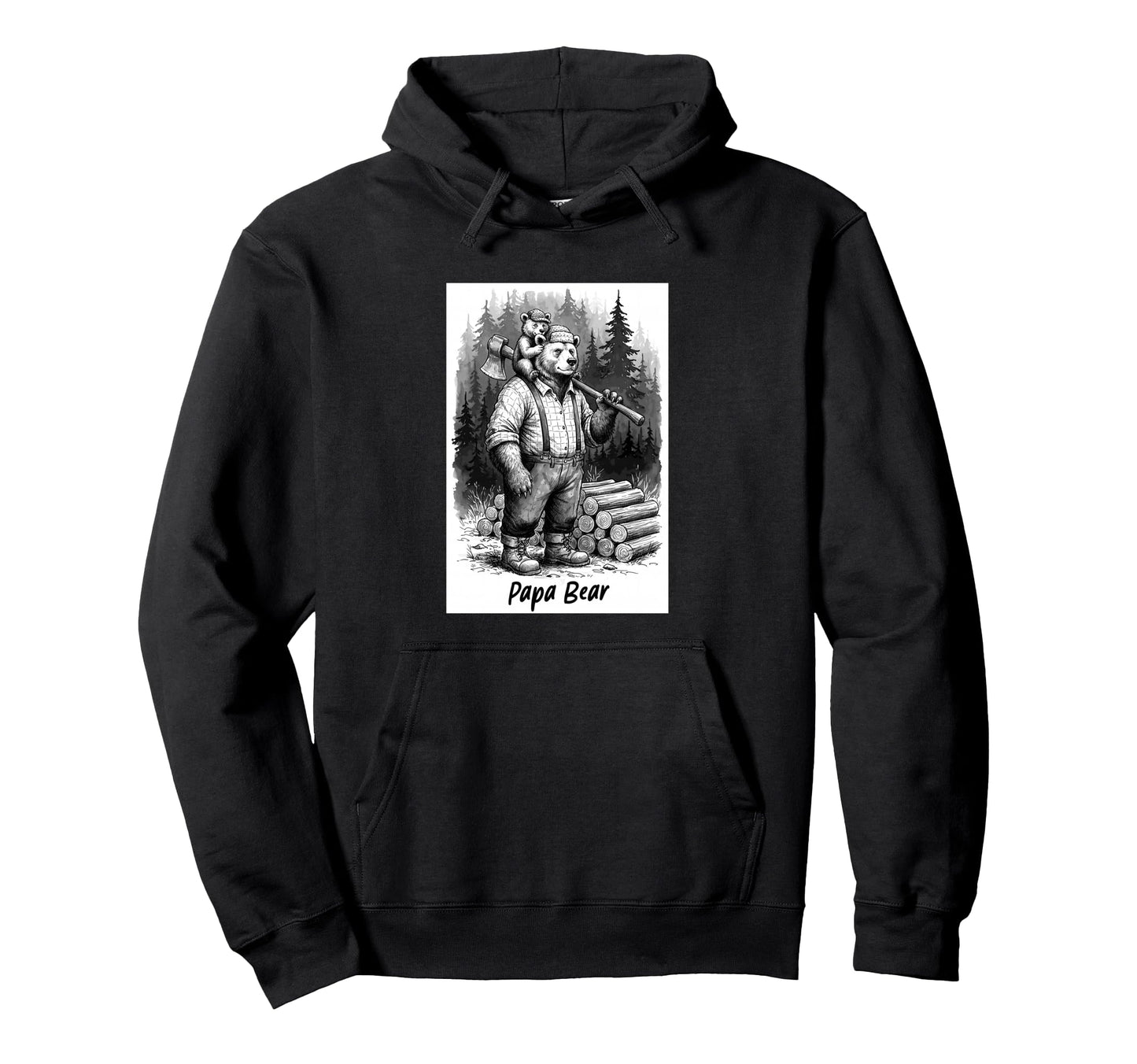 Papa Bear Lumberjack Cubs Appreciation Hoodie - Novelty Apparel Men Women - T-Shirt, Sweatshirt, Hoodie