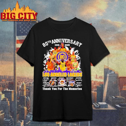 80th Anniversary 1946 2026 Los Angeles Lakers team players Shirt Unisex T-shirt, Sweatshirt, Hoodie, Long Sleeve Tee - T-Shirt, Sweatshirt, Hoodie