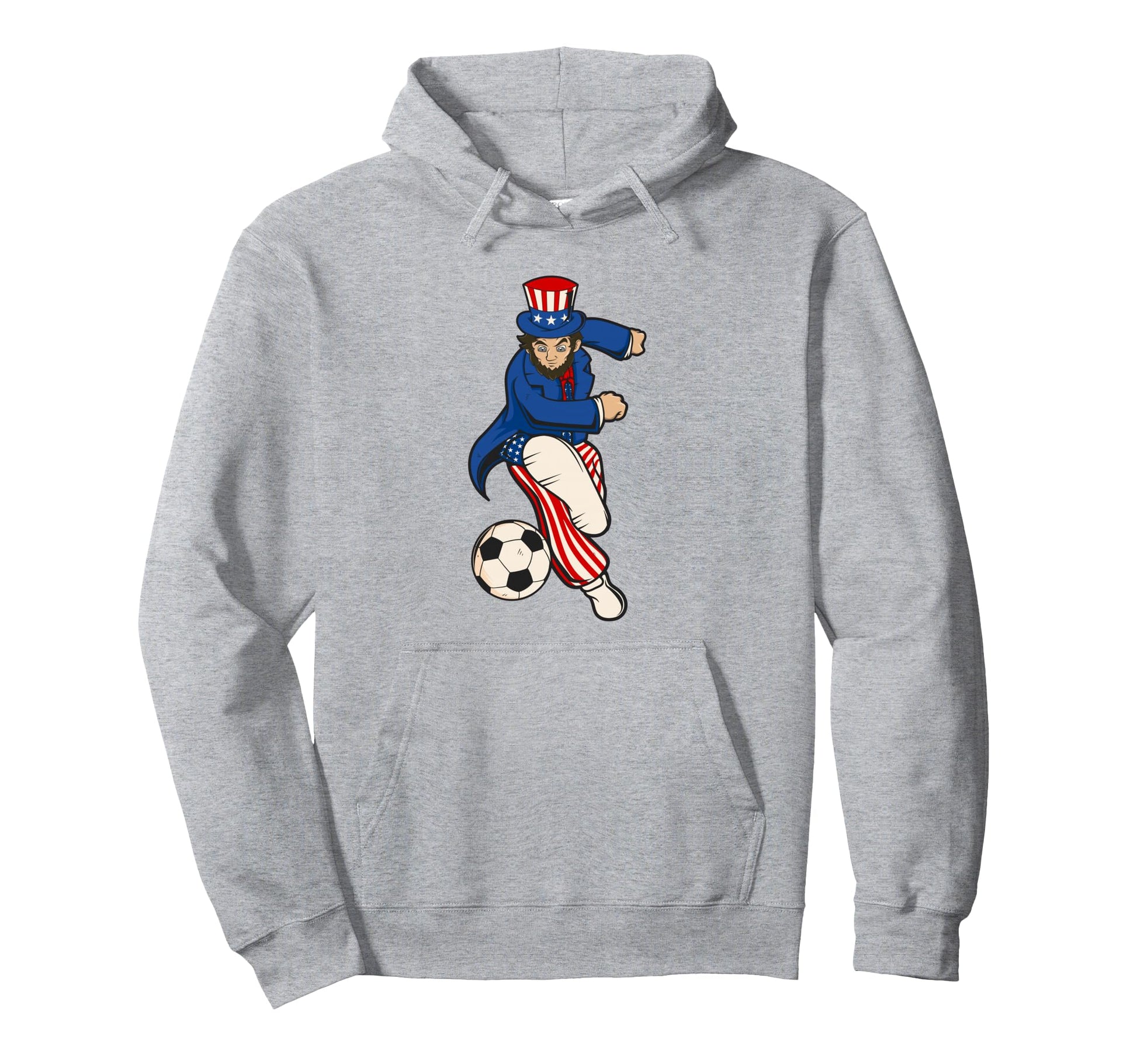 Abraham Lincoln Playing Soccer Funny Hoodie - Streetwear Style for Adults - T-Shirt, Sweatshirt, Hoodie