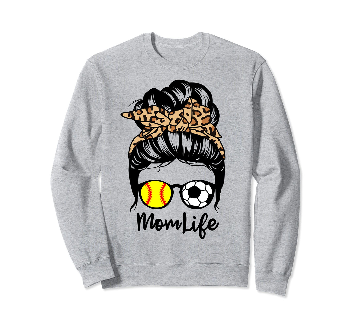 Mom Life Messy Bun Hair Funny Sweatshirt - Custom Art Print Men Women - T-Shirt, Sweatshirt, Hoodie
