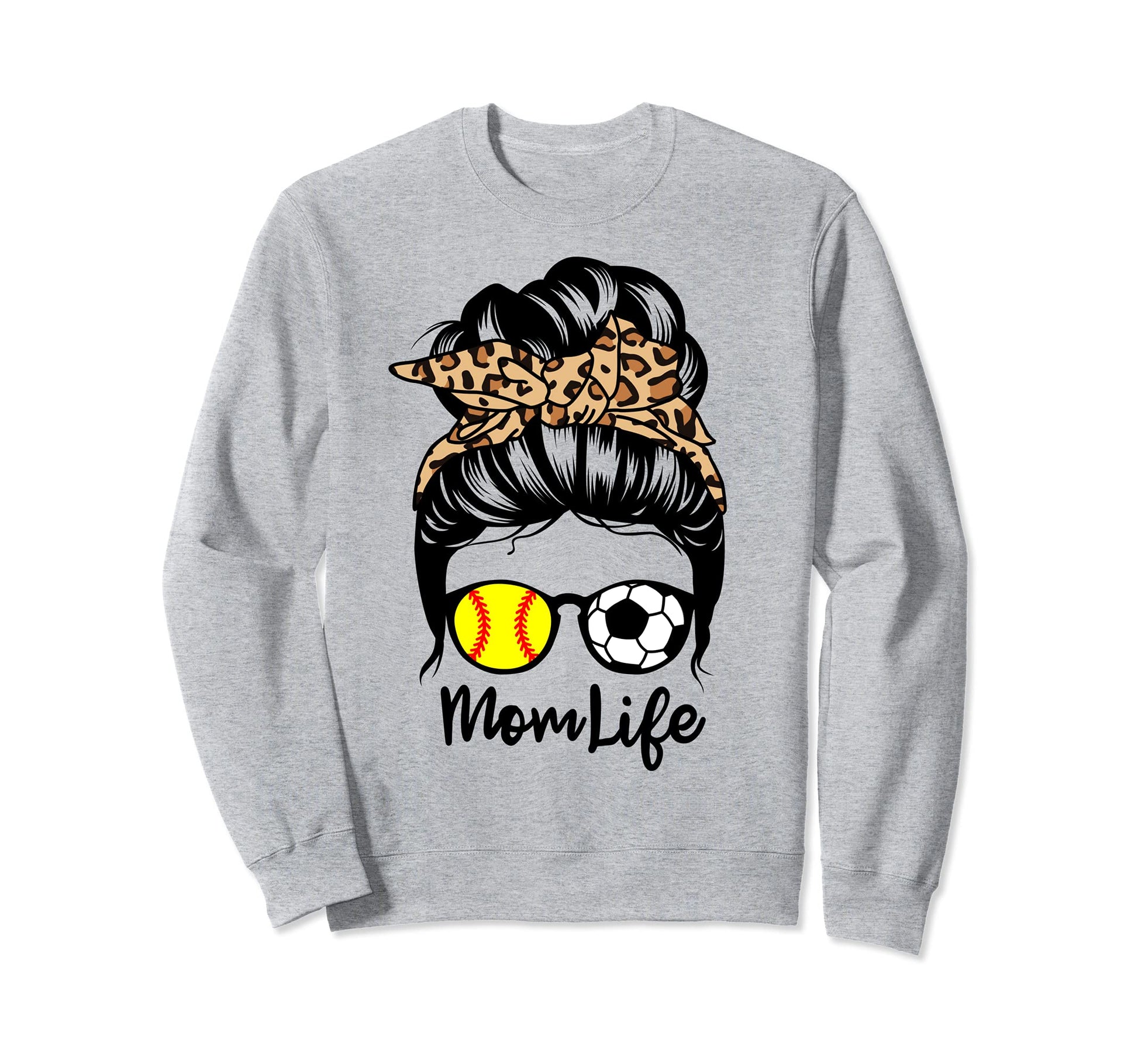 Mom Life Messy Bun Hair Funny Sweatshirt - Custom Art Print Men Women - T-Shirt, Sweatshirt, Hoodie