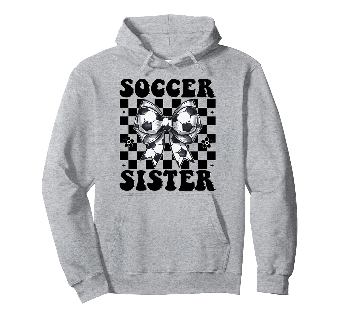 Soccer Sister Soccer Coquette Bow Hoodie - Trendy Graphic for Adults - T-Shirt, Sweatshirt, Hoodie