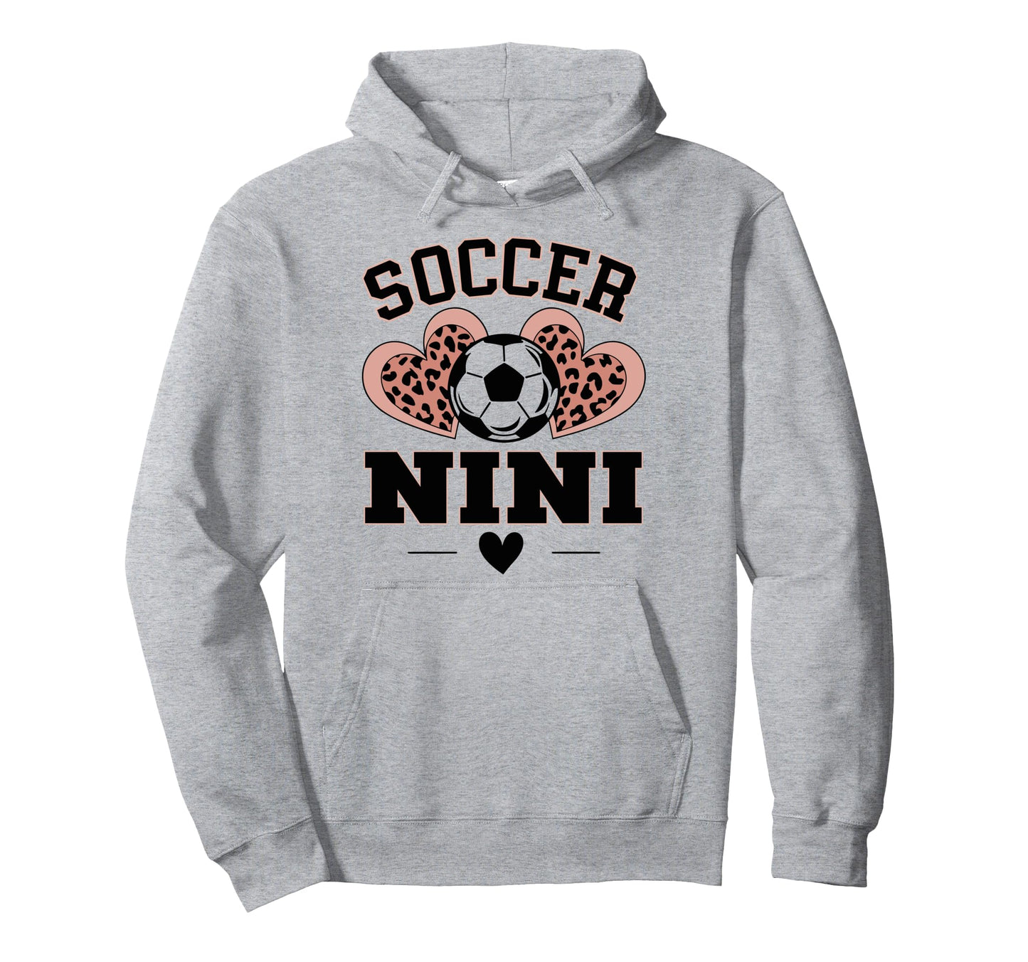 Soccer Nini Leopard Heart Soccer Ball Hoodie - Novelty Apparel Unisex - T-Shirt, Sweatshirt, Hoodie