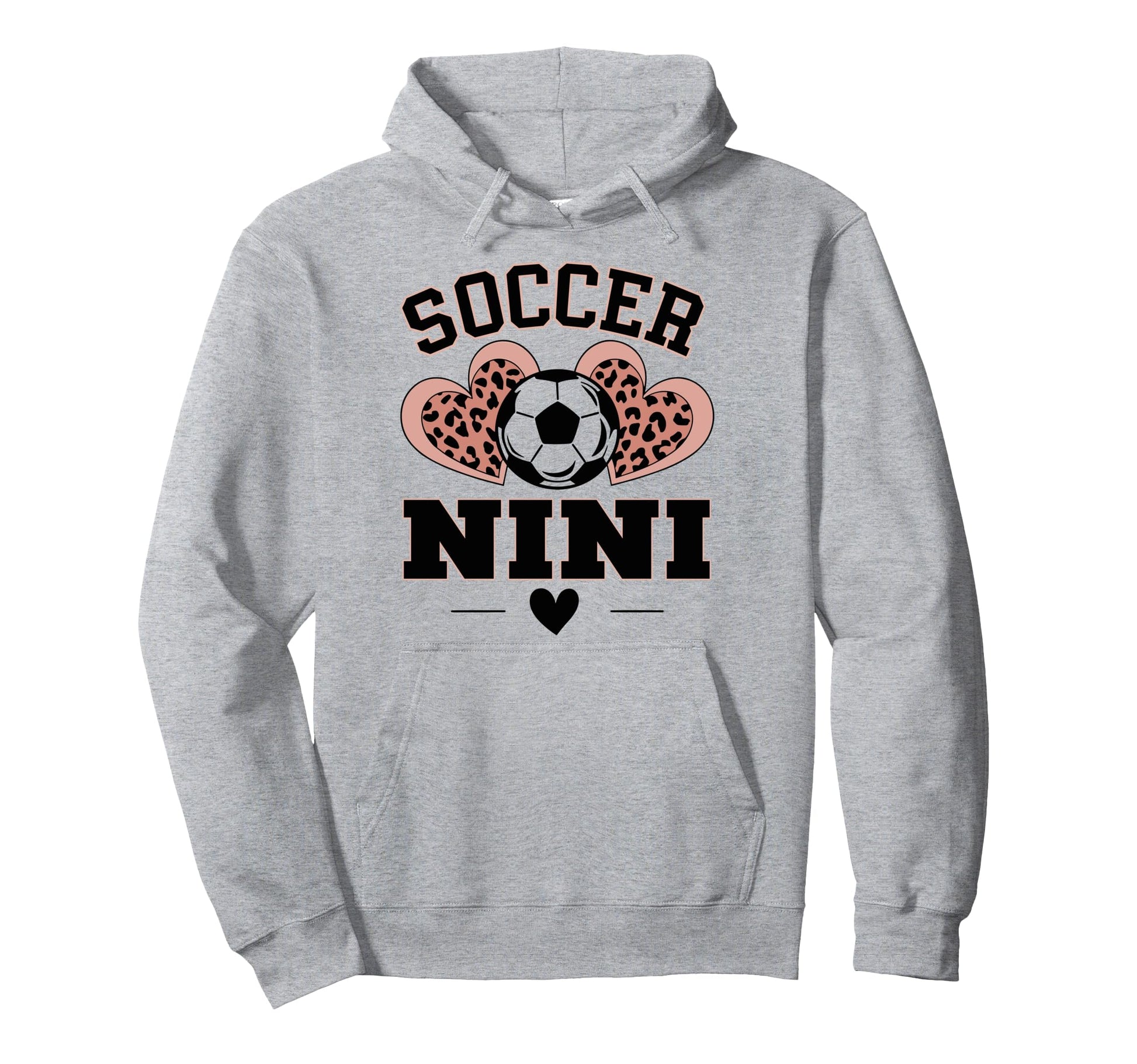 Soccer Nini Leopard Heart Soccer Ball Hoodie - Novelty Apparel Unisex - T-Shirt, Sweatshirt, Hoodie