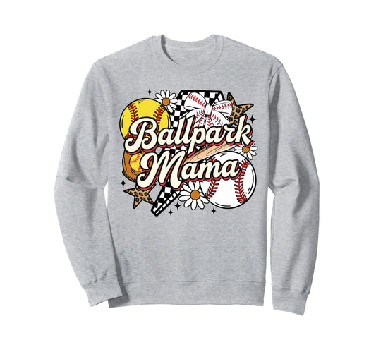 Ballpark Mama Funny Leopard Sweatshirt - Casual Everyday Wear Men Women - T-Shirt, Sweatshirt, Hoodie