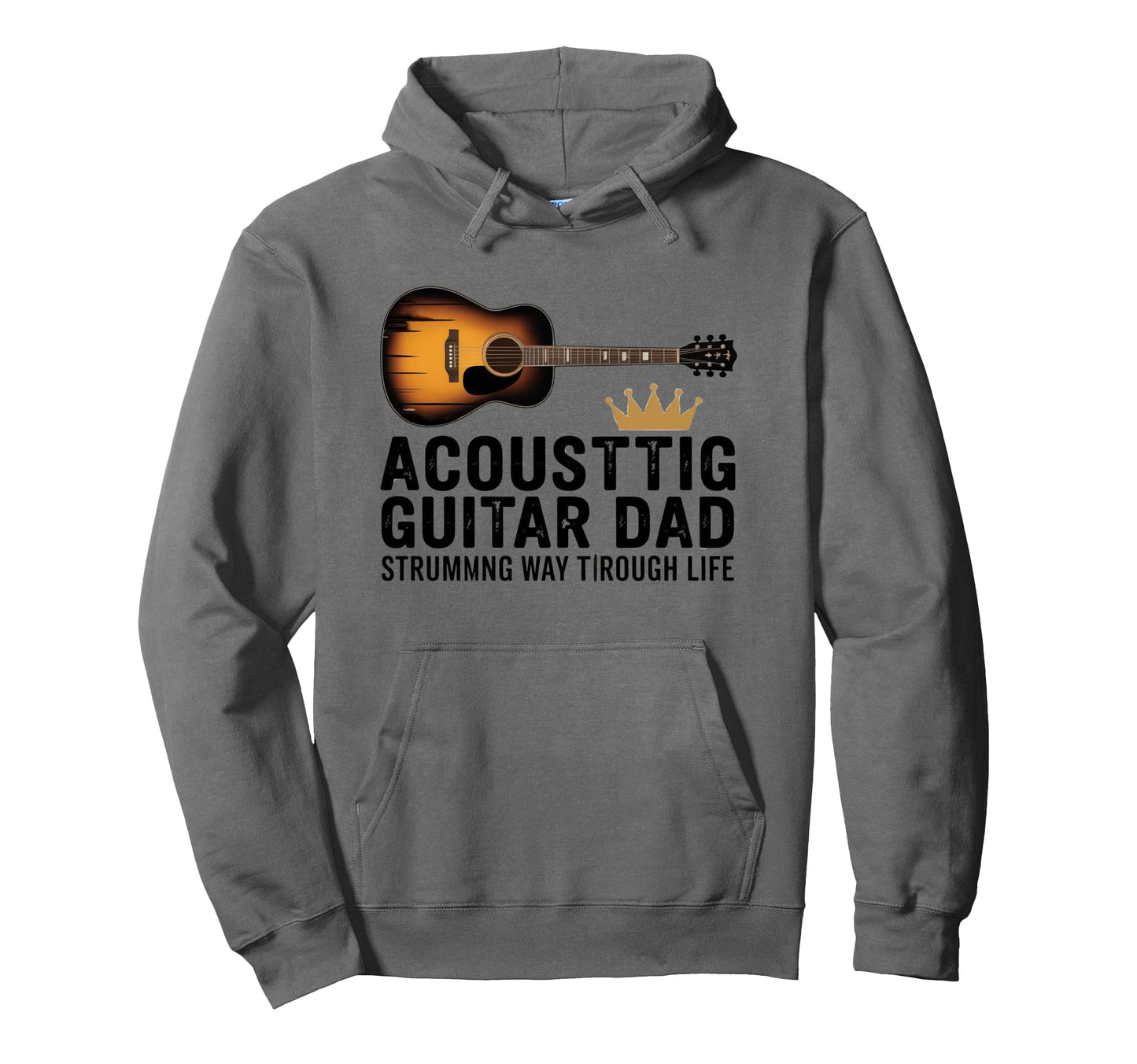 Funny Acoustic Guitar Dad Strumming Hoodie - Minimalist Print for Adults - T-Shirt, Sweatshirt, Hoodie
