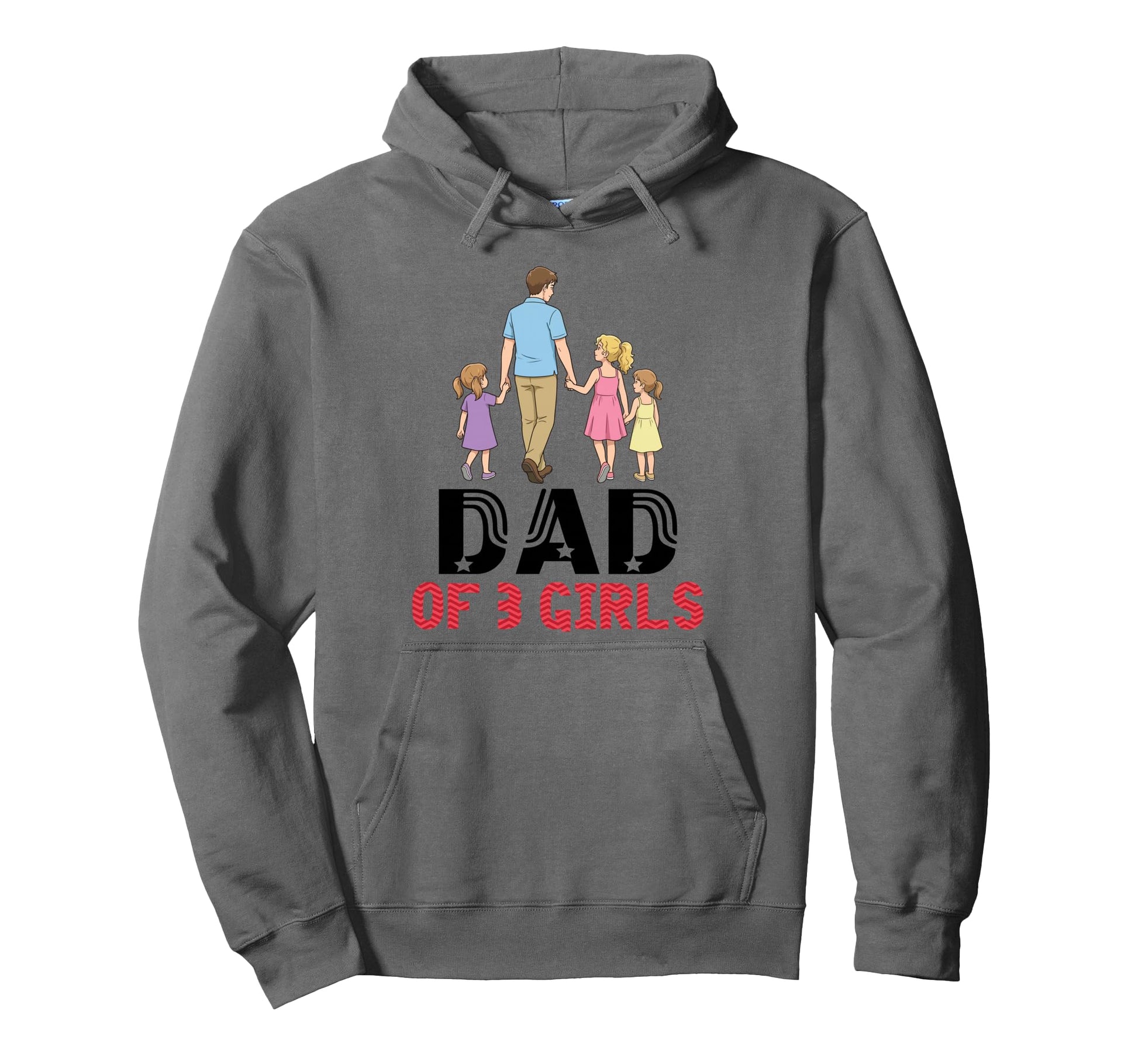 Dad Three Father Daughters Walking Hoodie - Novelty Apparel Unisex - T-Shirt, Sweatshirt, Hoodie
