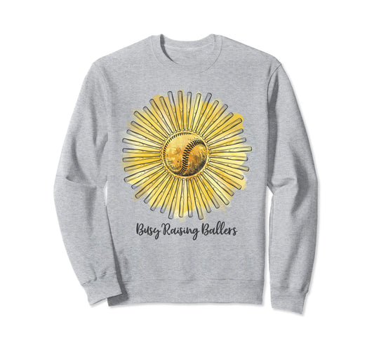 Baseball Sunflower Busy Raising Sweatshirt - Trendy Graphic for Adults - T-Shirt, Sweatshirt, Hoodie