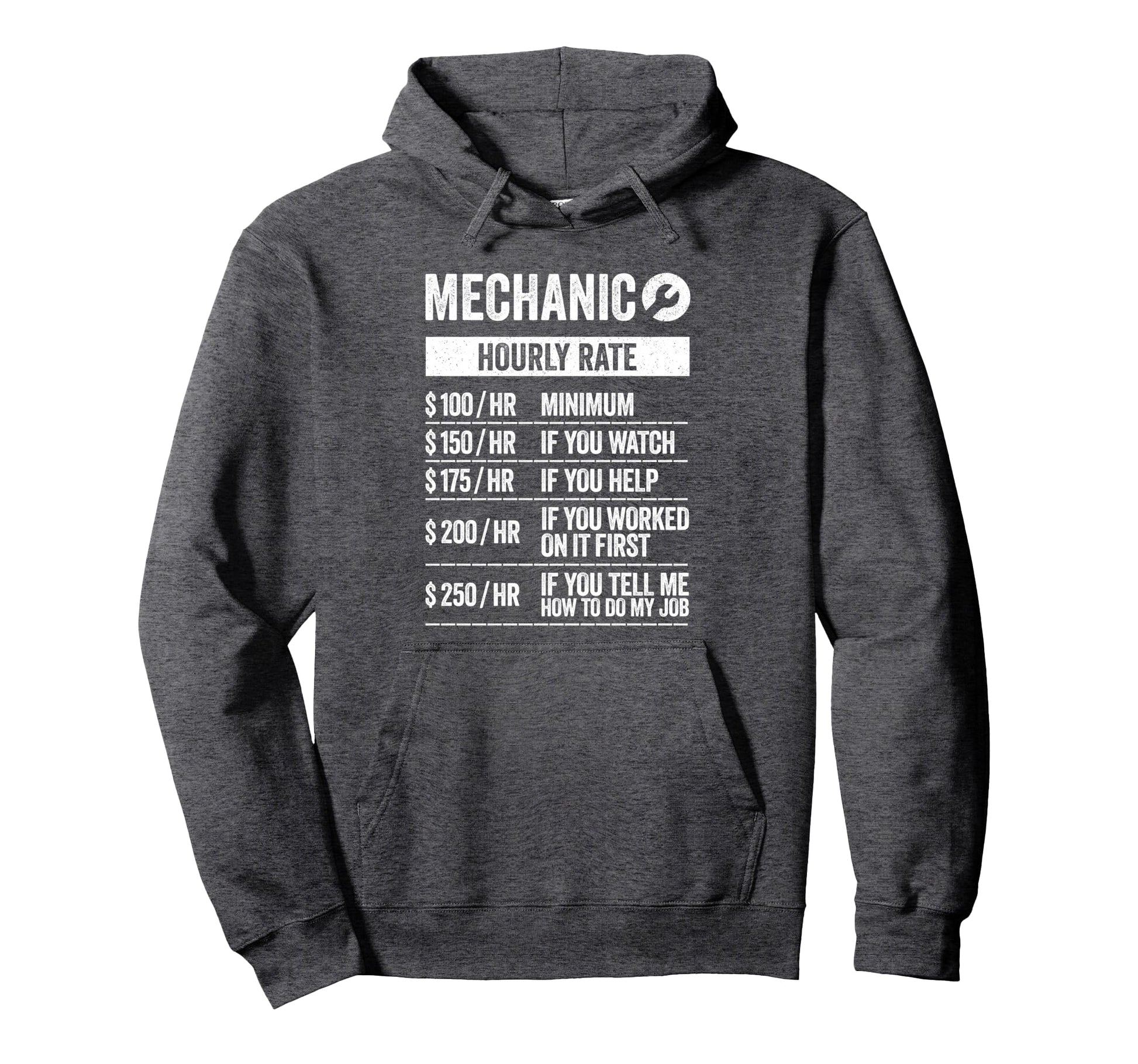 Funny Auto Mechanic Work Hourly Rate Hoodie - Trendy Graphic for Adults - T-Shirt, Sweatshirt, Hoodie