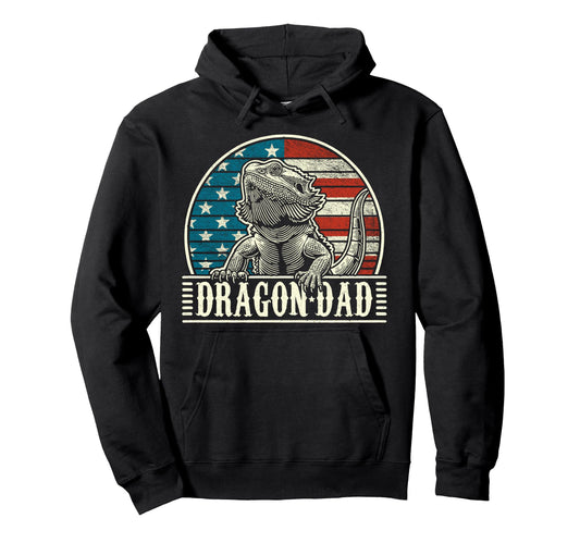 Bearded Dragon Dad American Flag 4Th July Hoodie - Trendy Graphic Unisex - T-Shirt, Sweatshirt, Hoodie