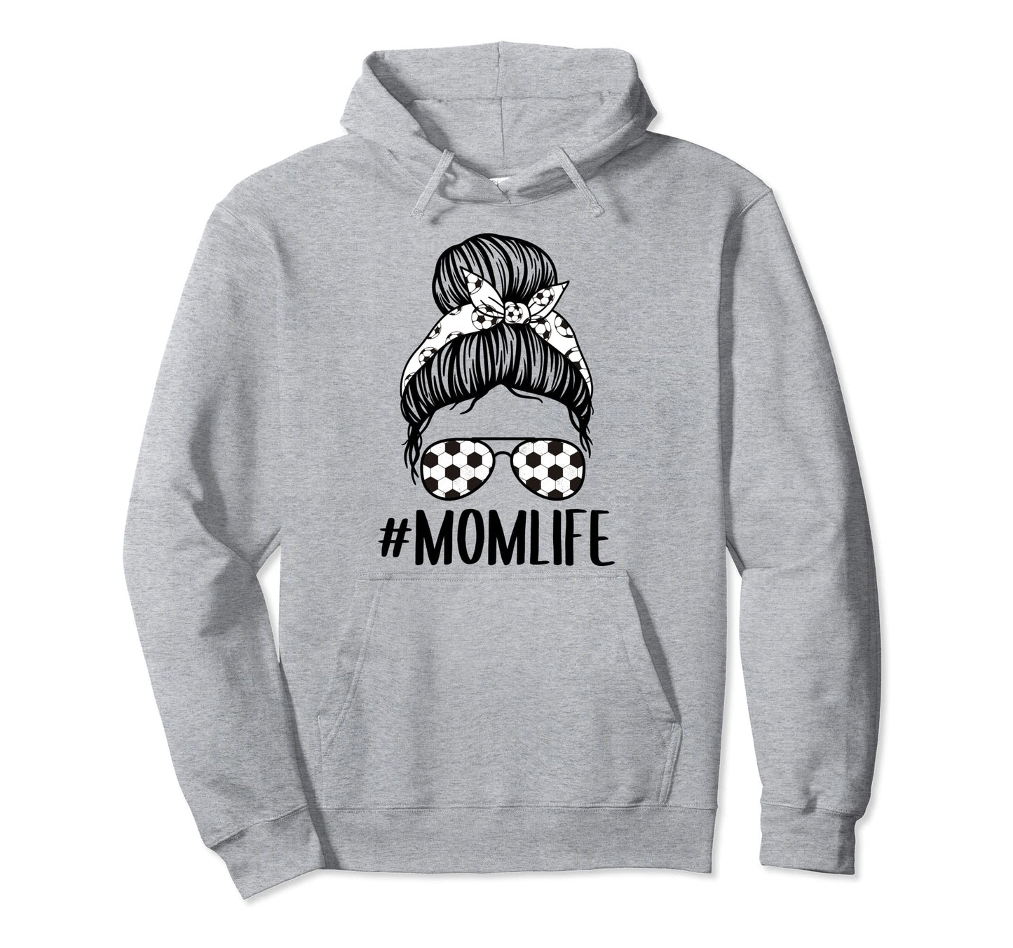Momlife Messy Bun Soccer Mom Bandana Hoodie - Custom Art Print for Adults - T-Shirt, Sweatshirt, Hoodie
