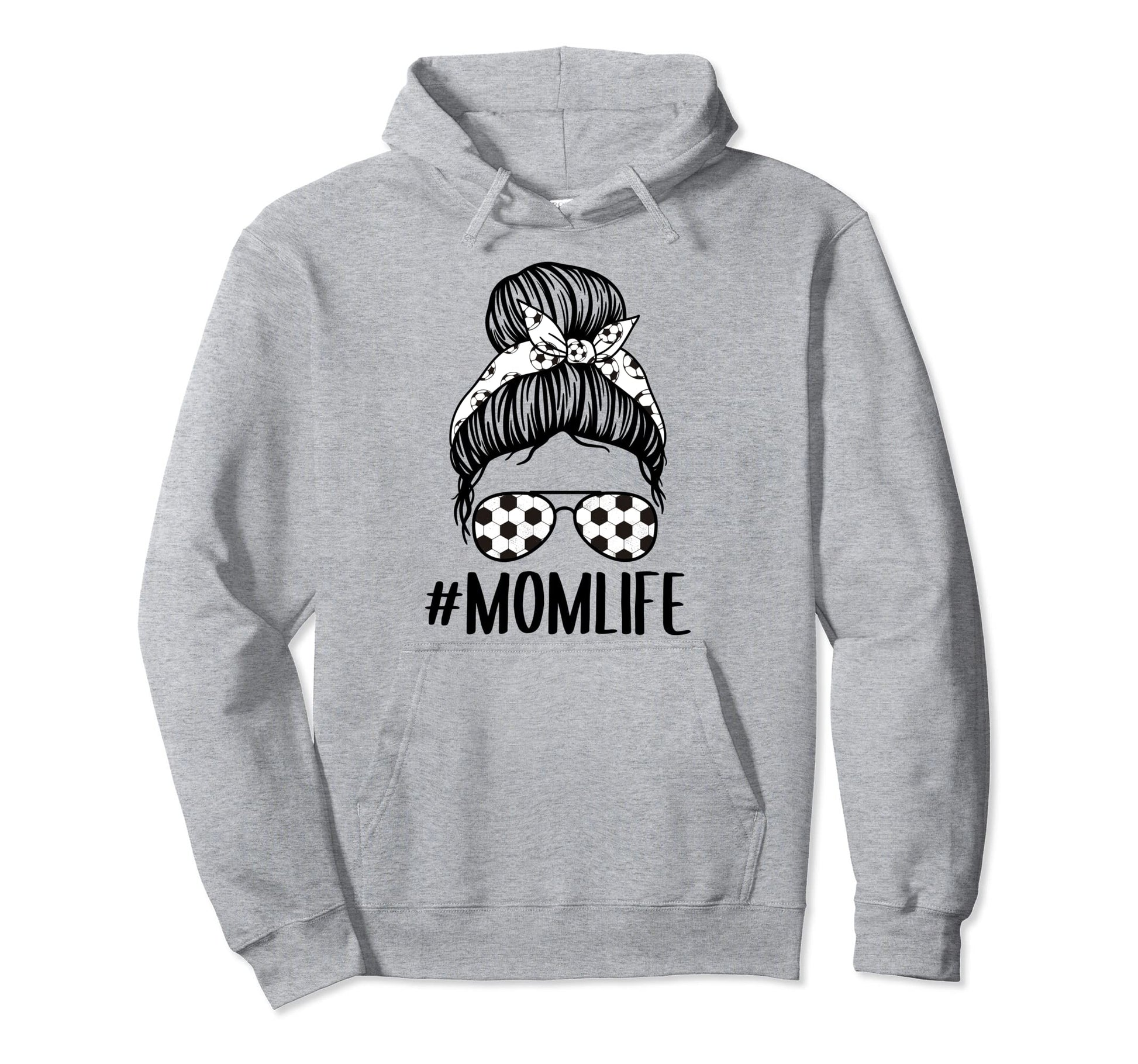 Momlife Messy Bun Soccer Mom Bandana Hoodie - Custom Art Print for Adults - T-Shirt, Sweatshirt, Hoodie