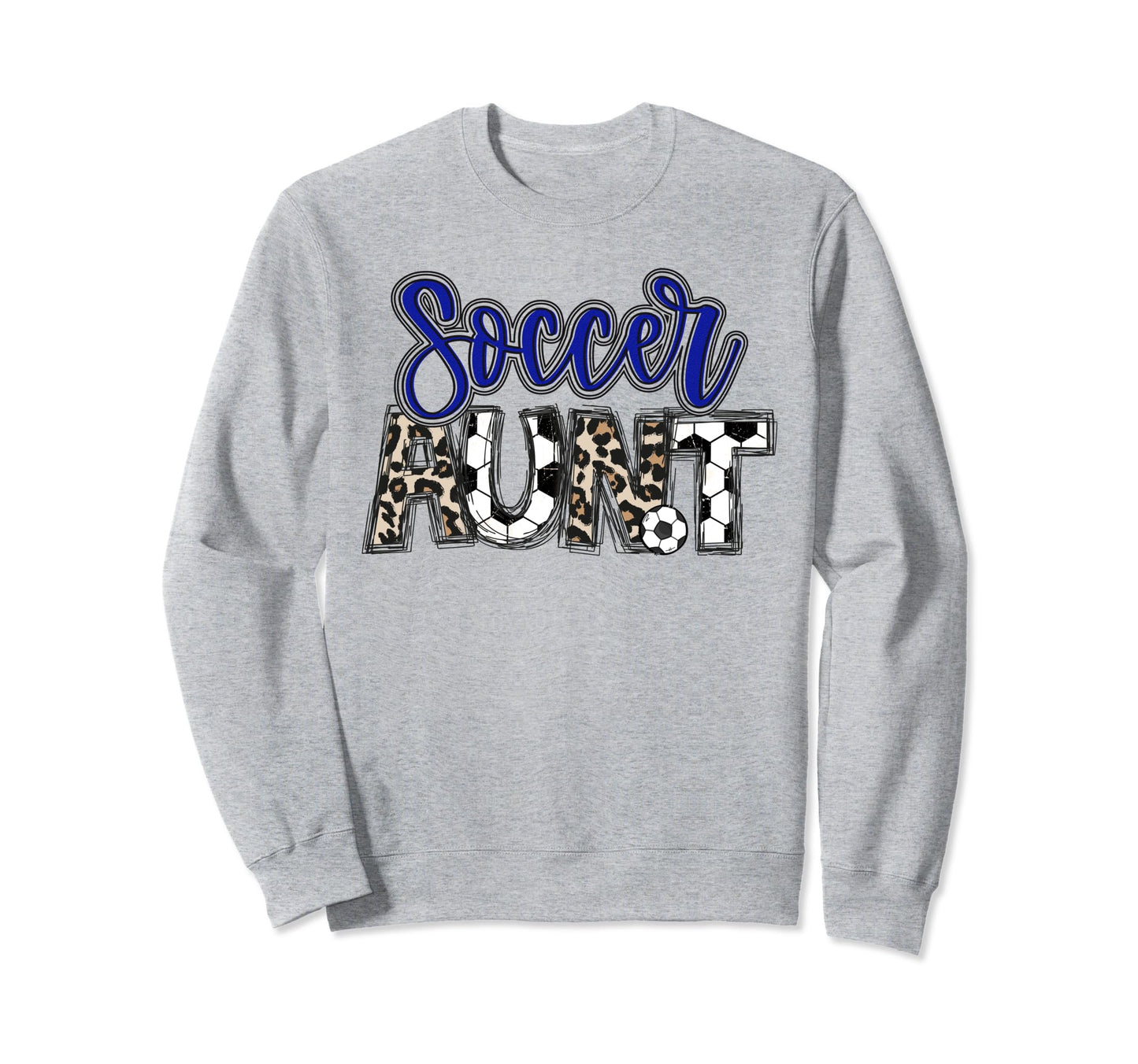 Soccer Aunt Leopard Blue Soccer Sweatshirt - Custom Art Print for Adults - T-Shirt, Sweatshirt, Hoodie